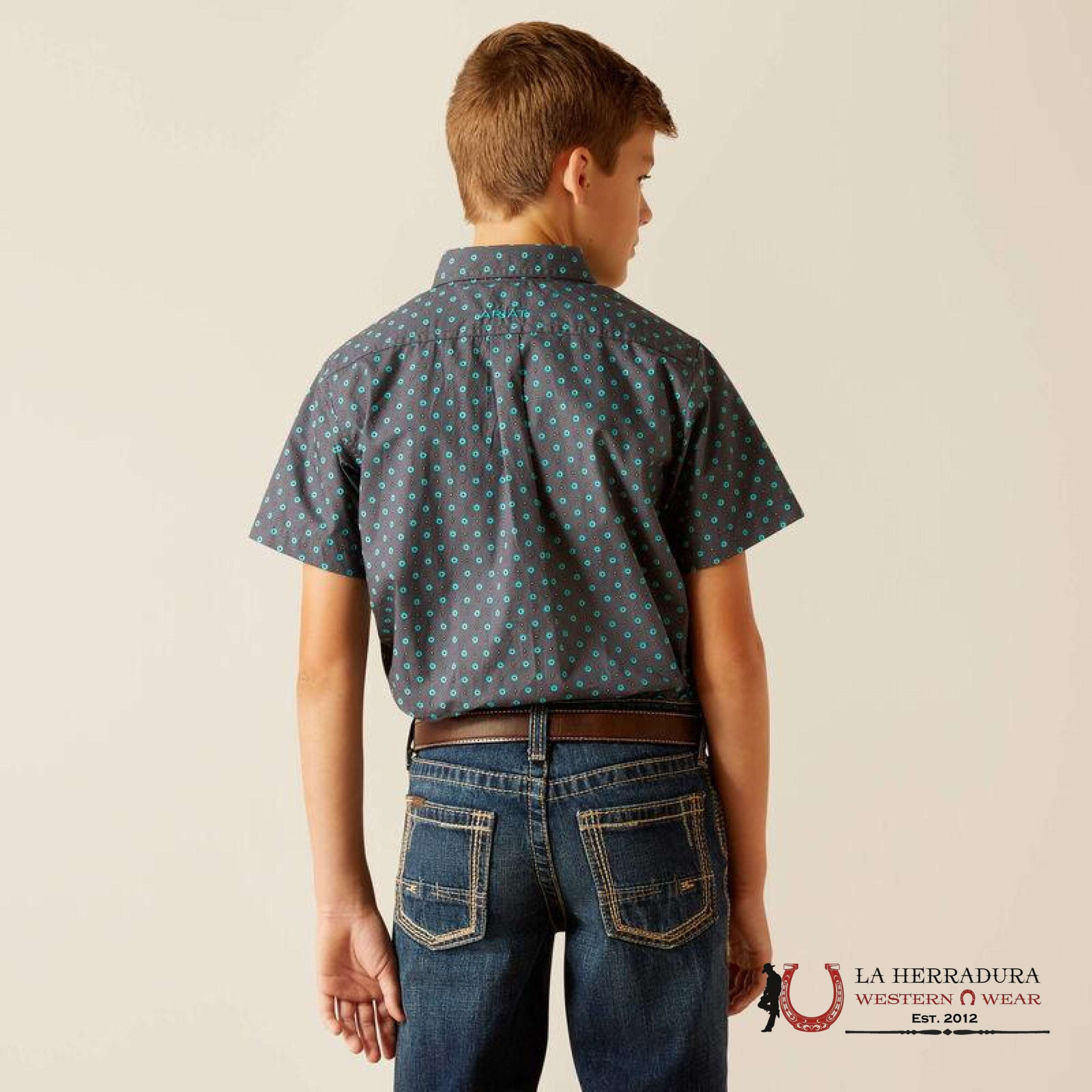 ARIAT KIDS SHIRT -BOYS GRAY JOHNNIE 10051397 NIÑOS