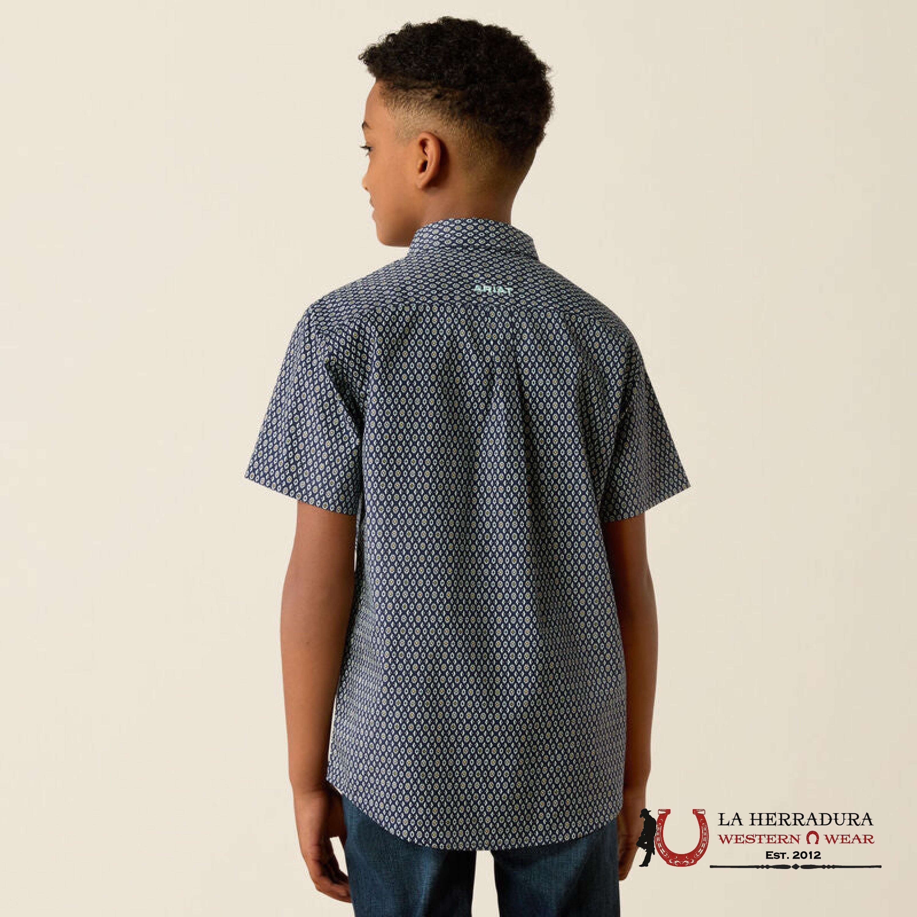 ARIAT KIDS SHIRT -BOYS NAVY CLARK SS 10054780 NIÑOS