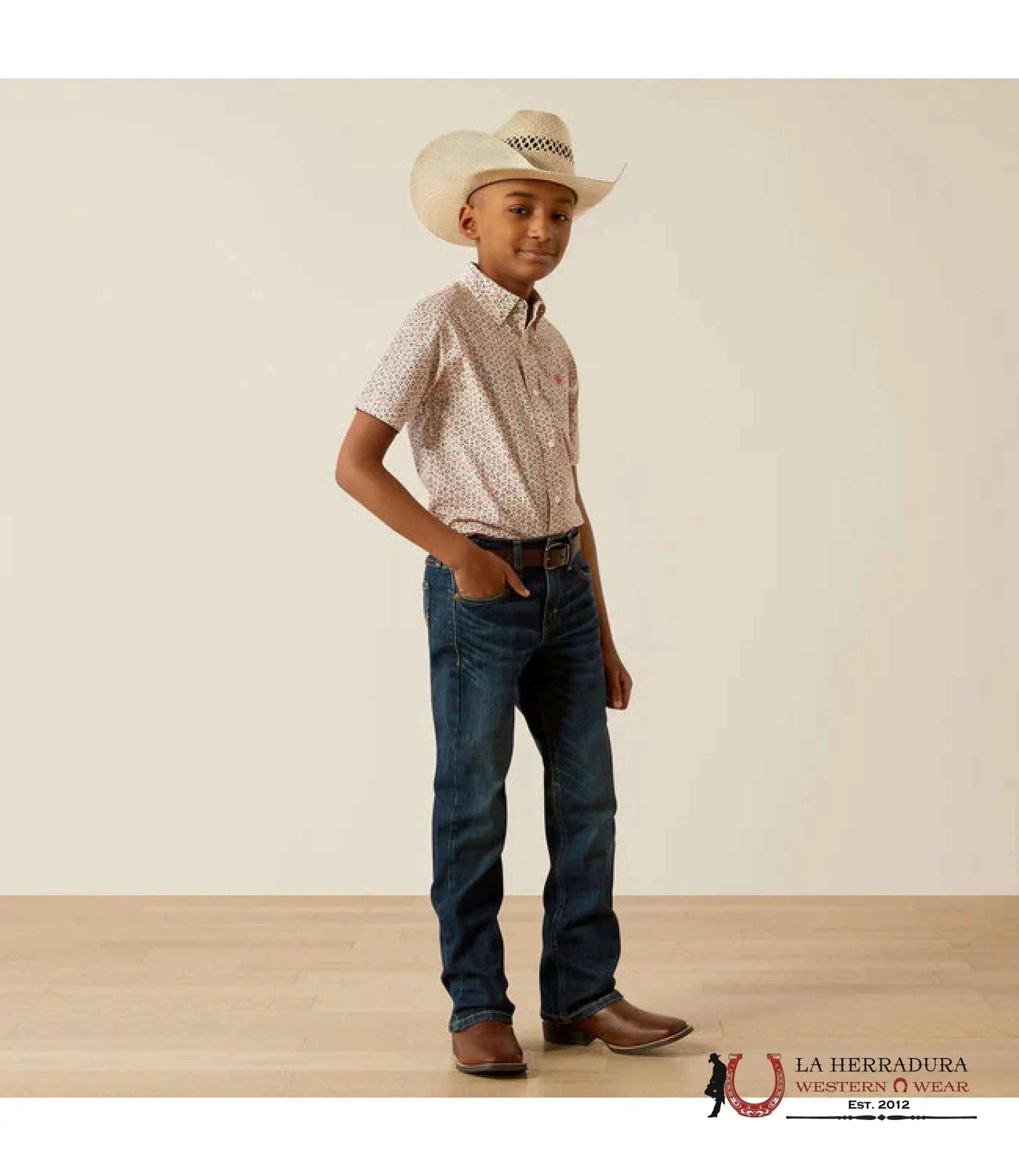 ARIAT KIDS SHIRT -BOYS RED CHAPMAN SS 10054781 NIÑOS