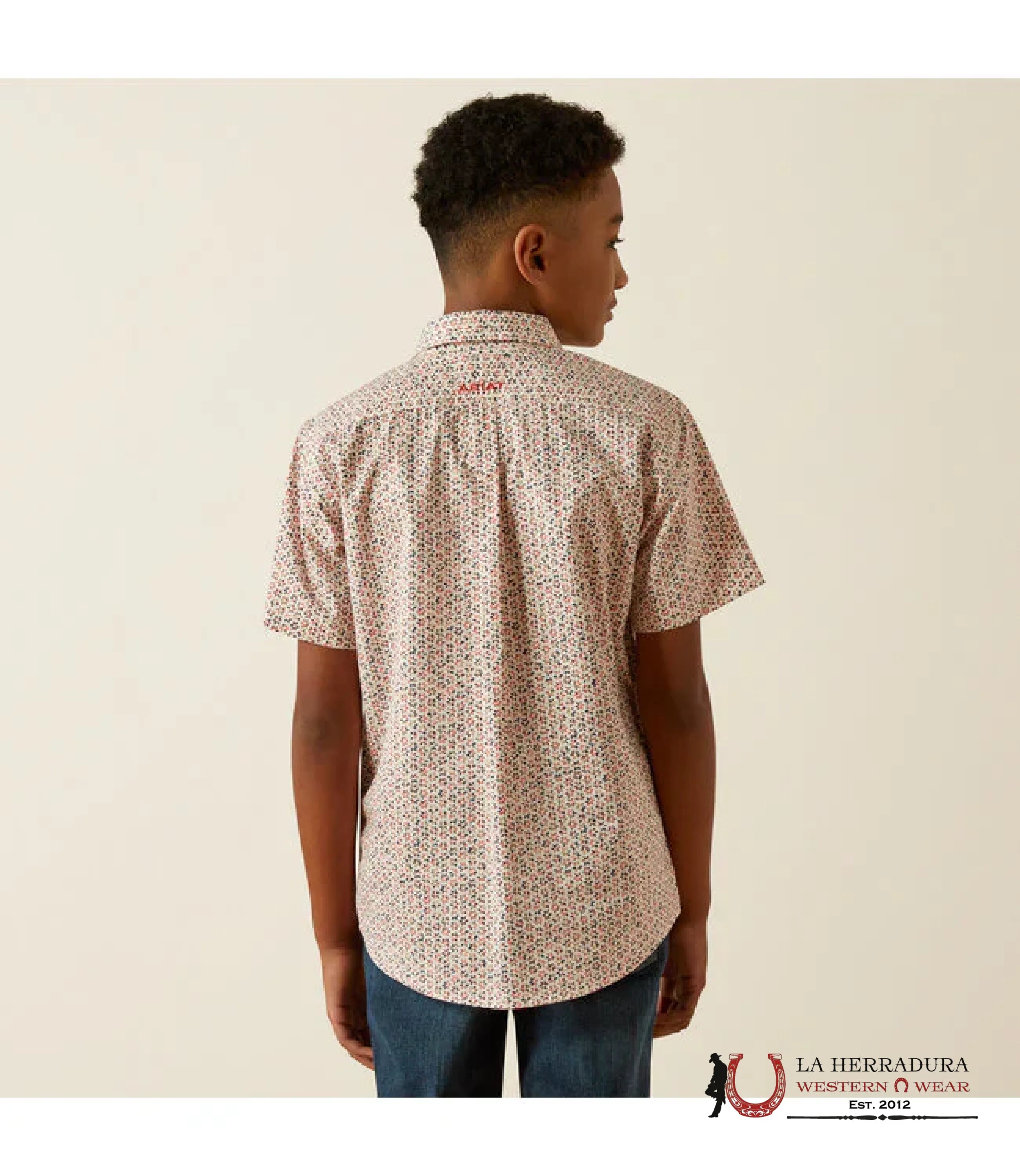 ARIAT KIDS SHIRT -BOYS RED CHAPMAN SS 10054781 NIÑOS