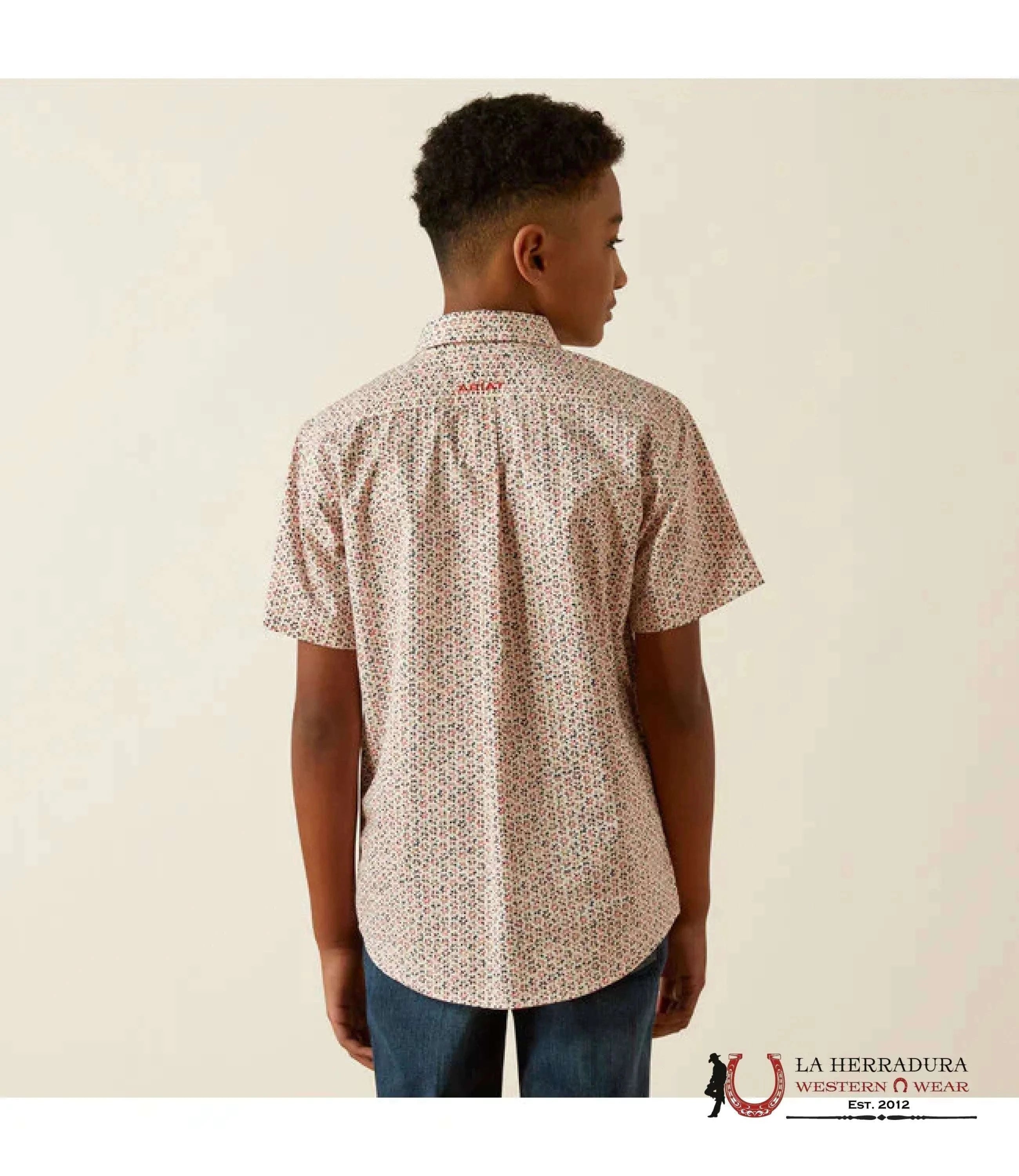 ARIAT KIDS SHIRT -BOYS RED CHAPMAN SS 10054781 NIÑOS