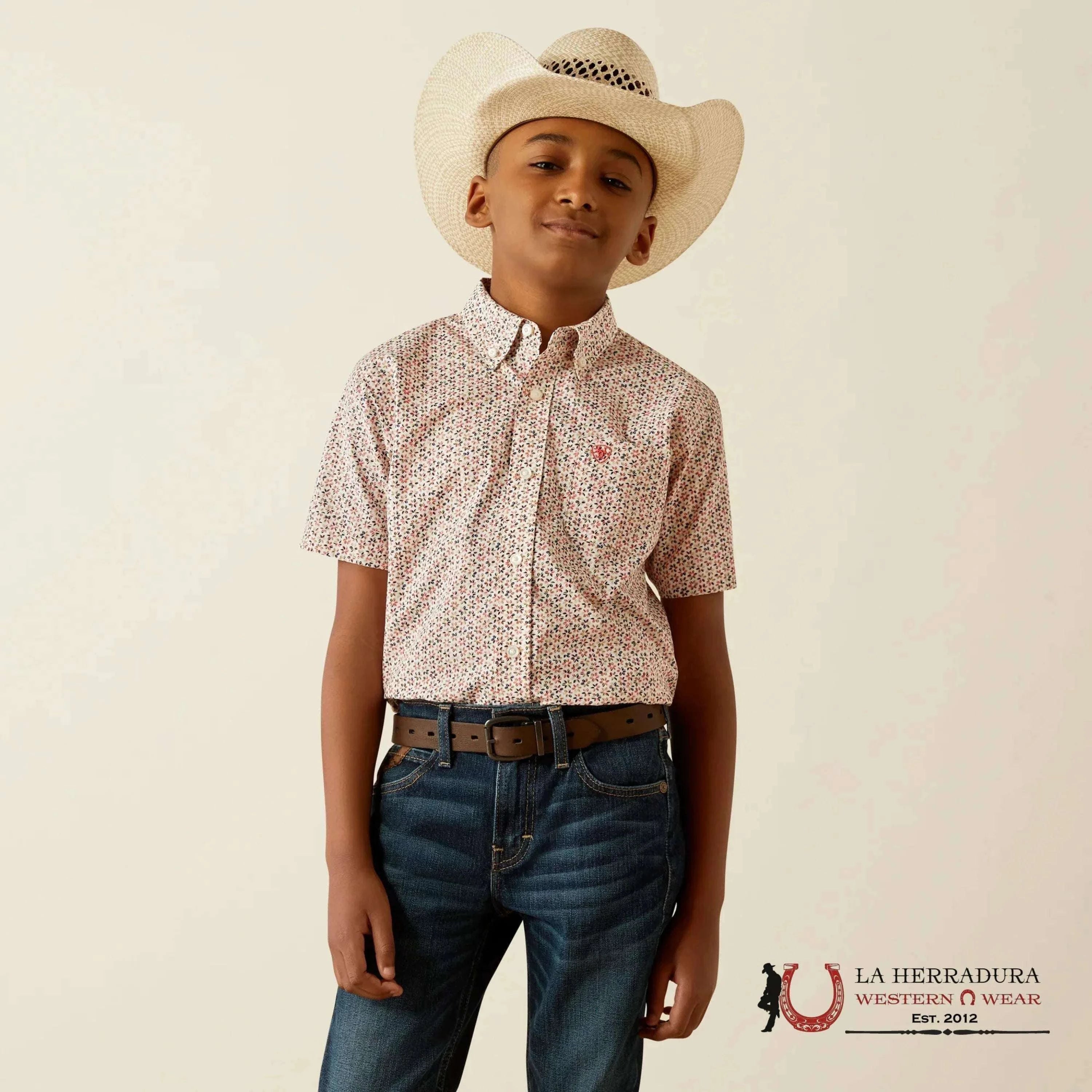 ARIAT KIDS SHIRT -BOYS RED CHAPMAN SS 10054781 NIÑOS