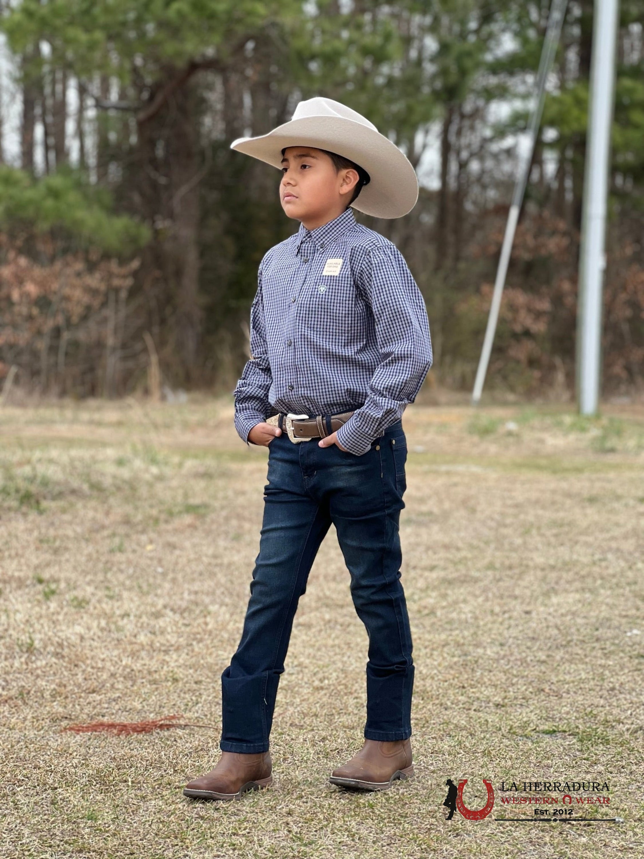 ARIAT KIDS SHIRT -BOYS SERVICE NAVY PRO MERRICK CLSSC LS 10037008 NIÑOS