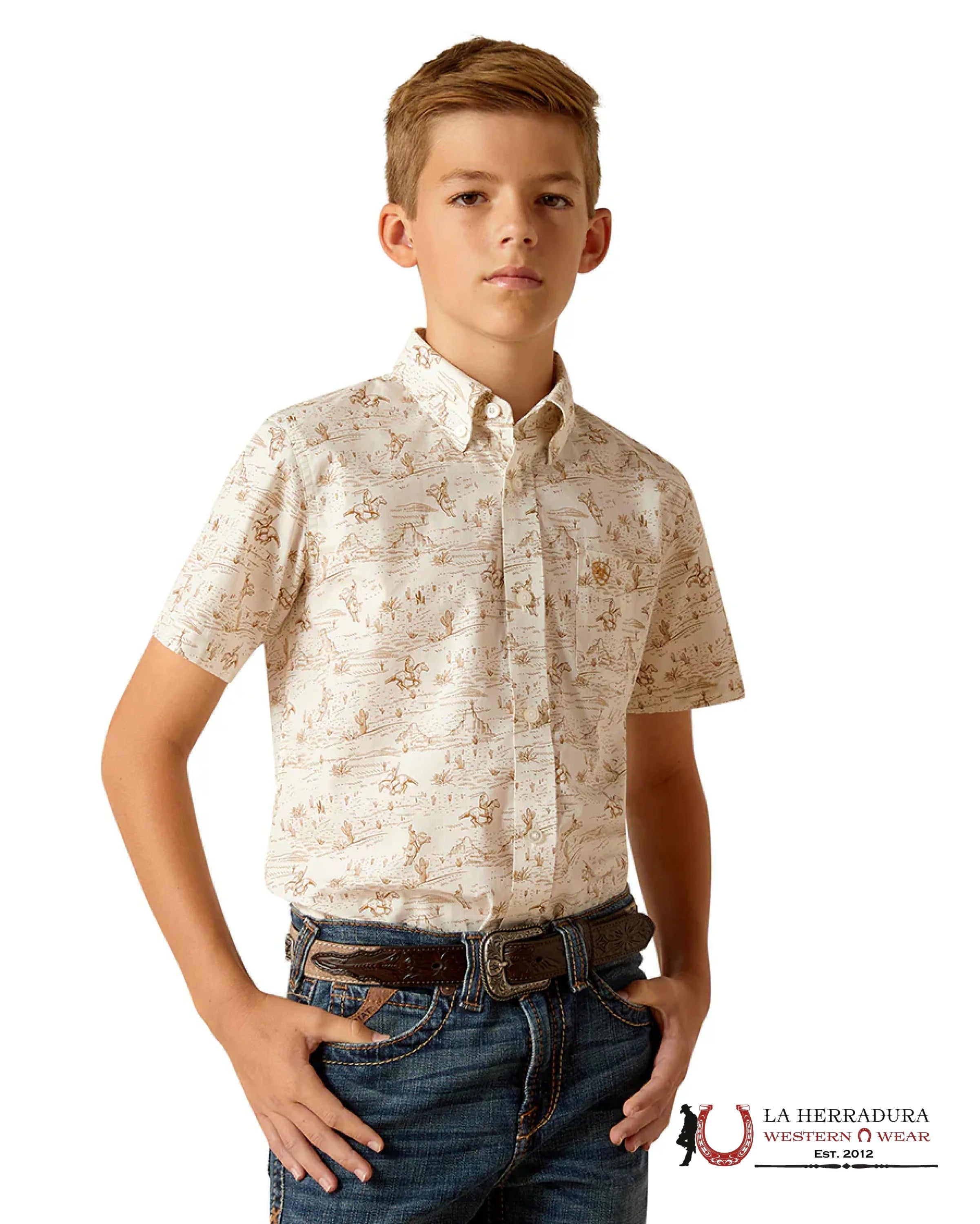 ARIAT KIDS SHIRT -BOYS TAN EDISON SS 10051408 NIÑOS