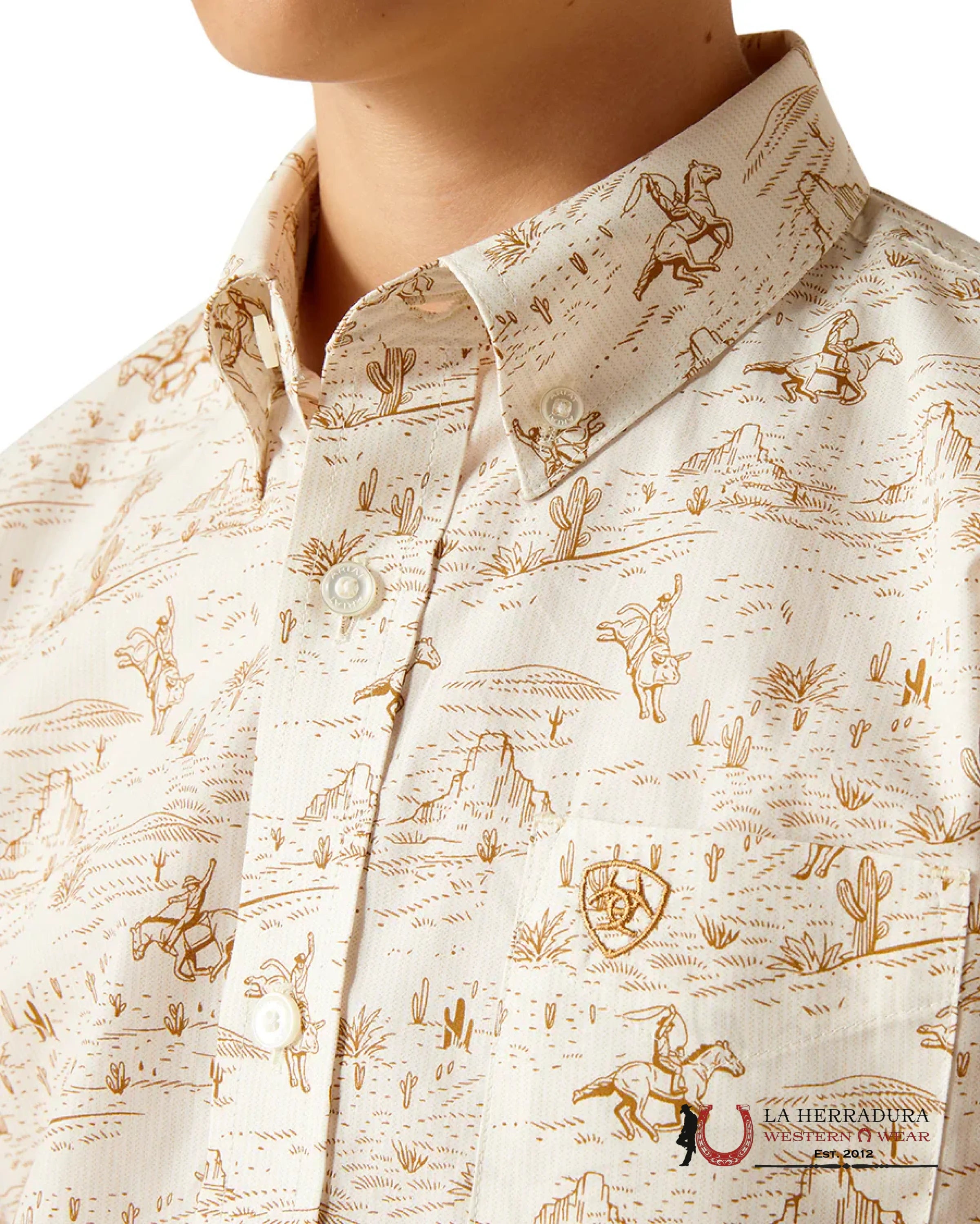 ARIAT KIDS SHIRT -BOYS TAN EDISON SS 10051408 NIÑOS