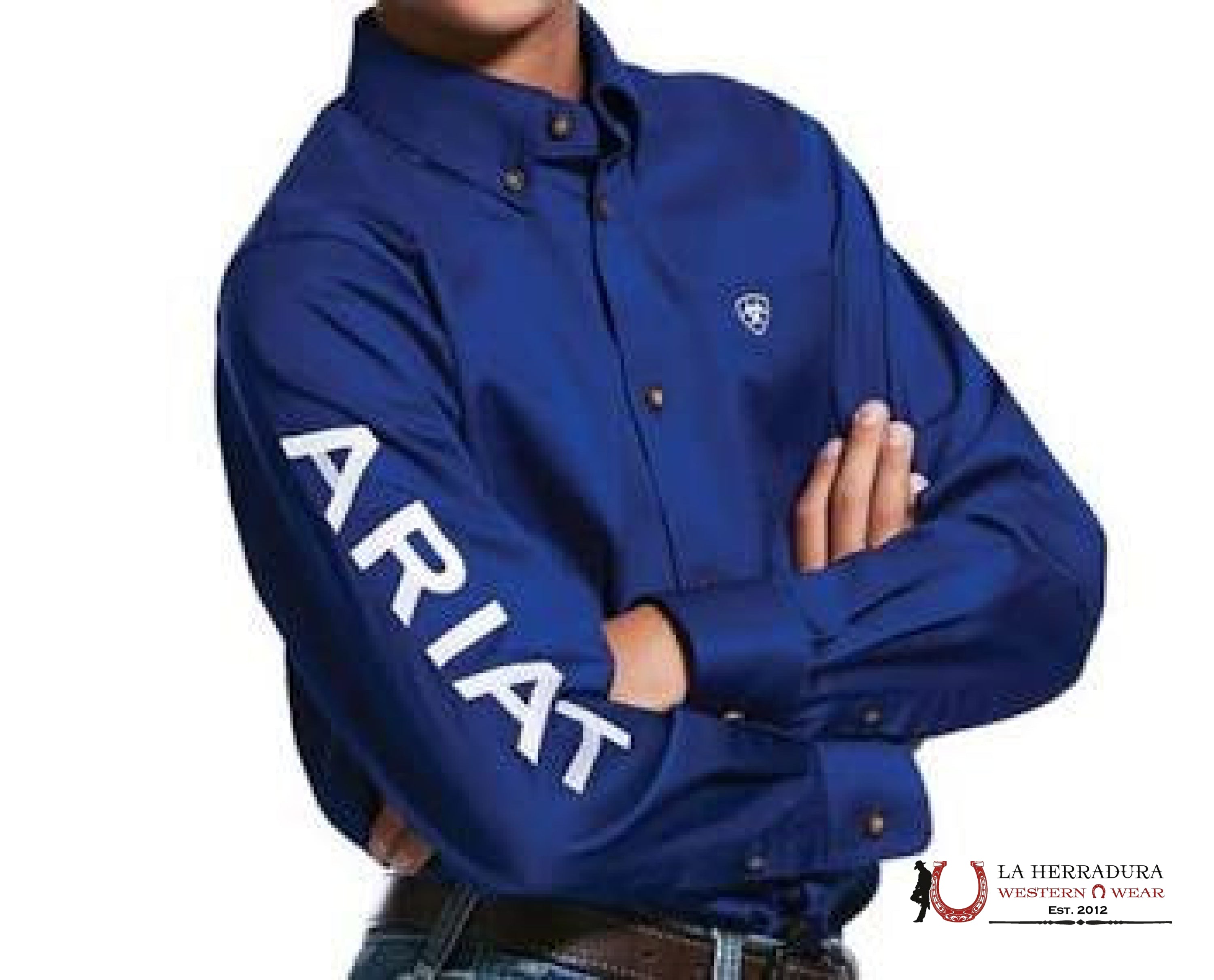 ARIAT KIDS SHIRT -BOYS ULTRAMARINE/WHITE TEAM LOGO TWILL LS 10030164 NIÑOS