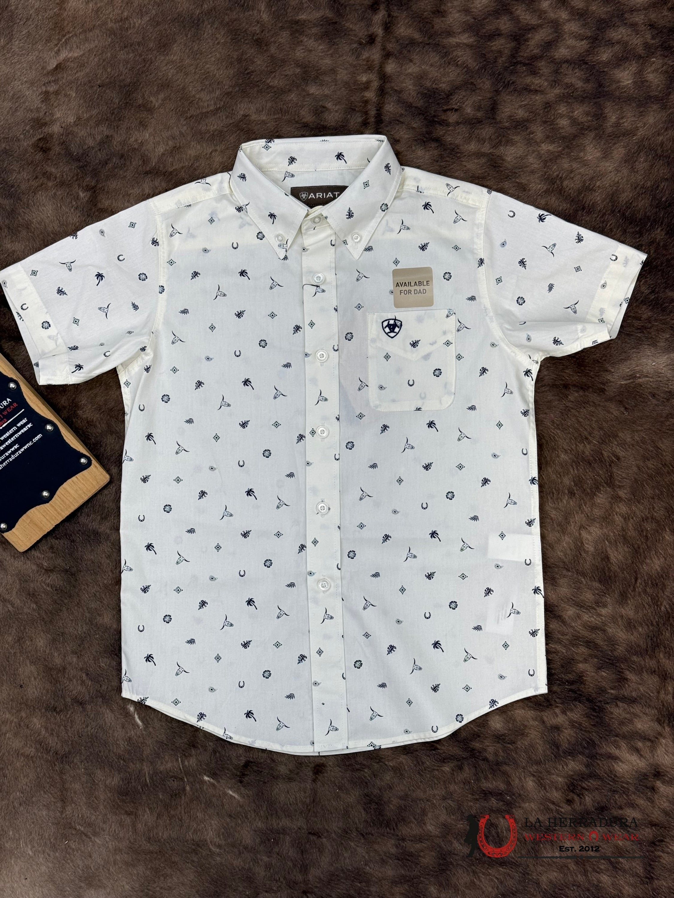 ARIAT KIDS SHIRT -BOYS WHITE COLTER 10054782 NIÑOS