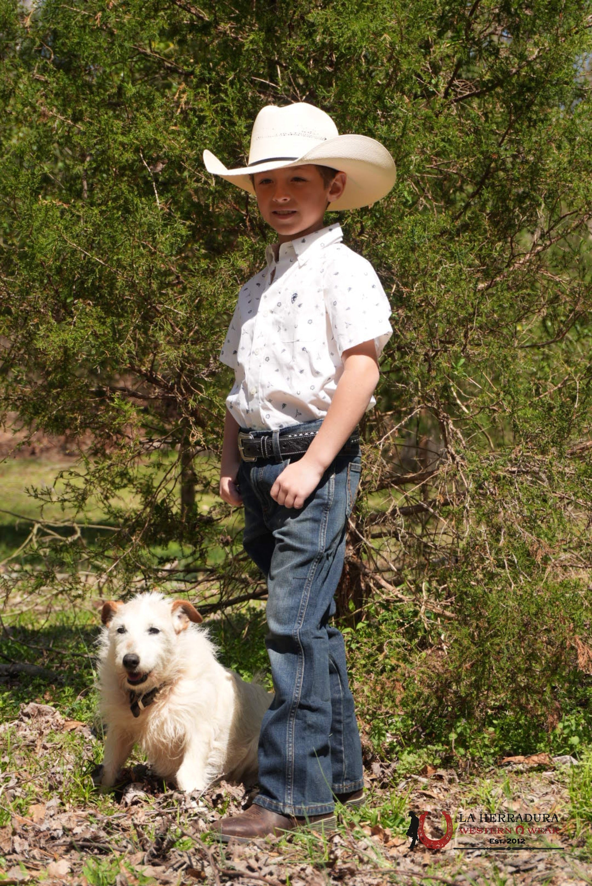 ARIAT KIDS SHIRT -BOYS WHITE COLTER 10054782 NIÑOS