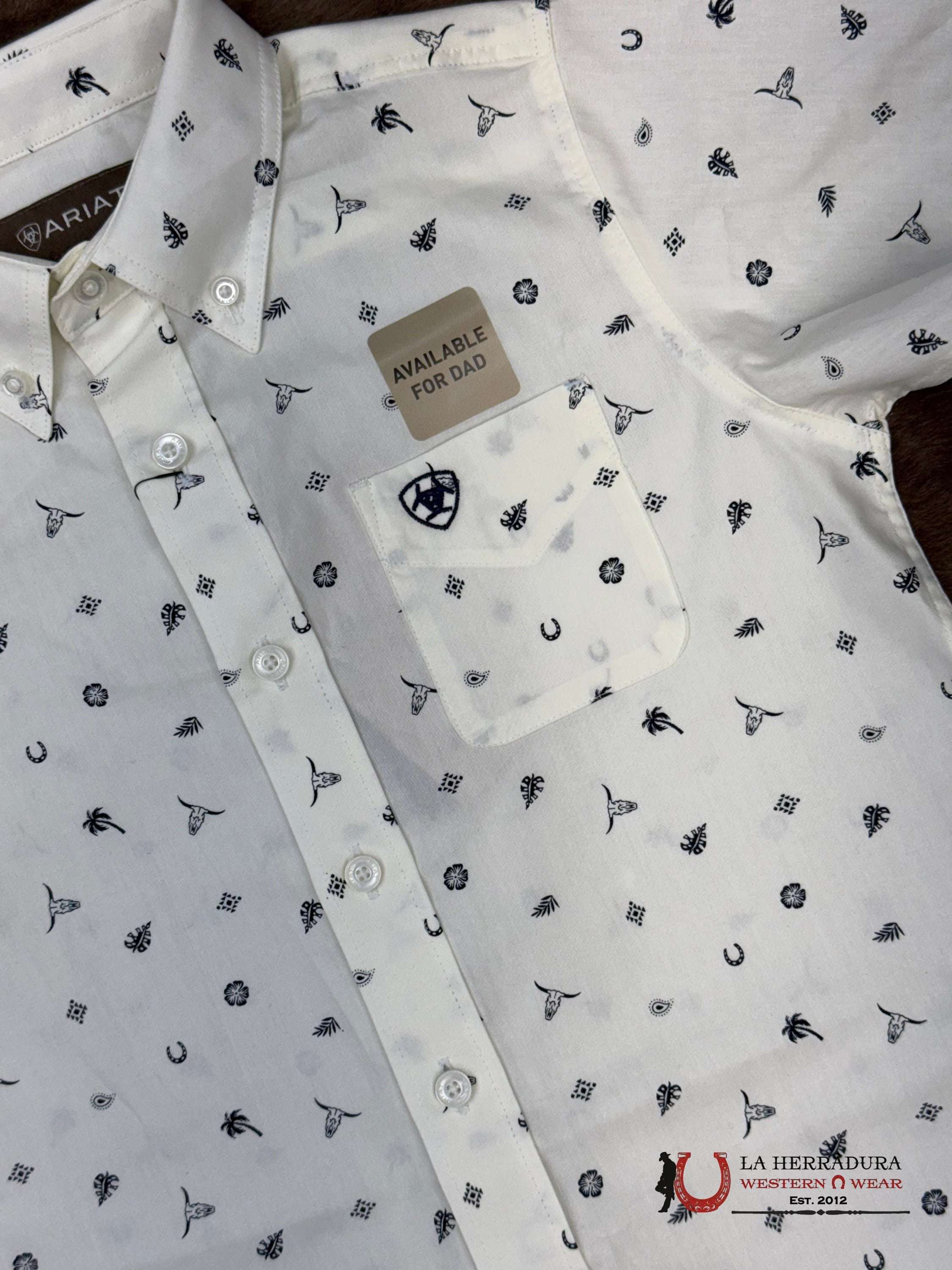 ARIAT KIDS SHIRT -BOYS WHITE COLTER 10054782 NIÑOS