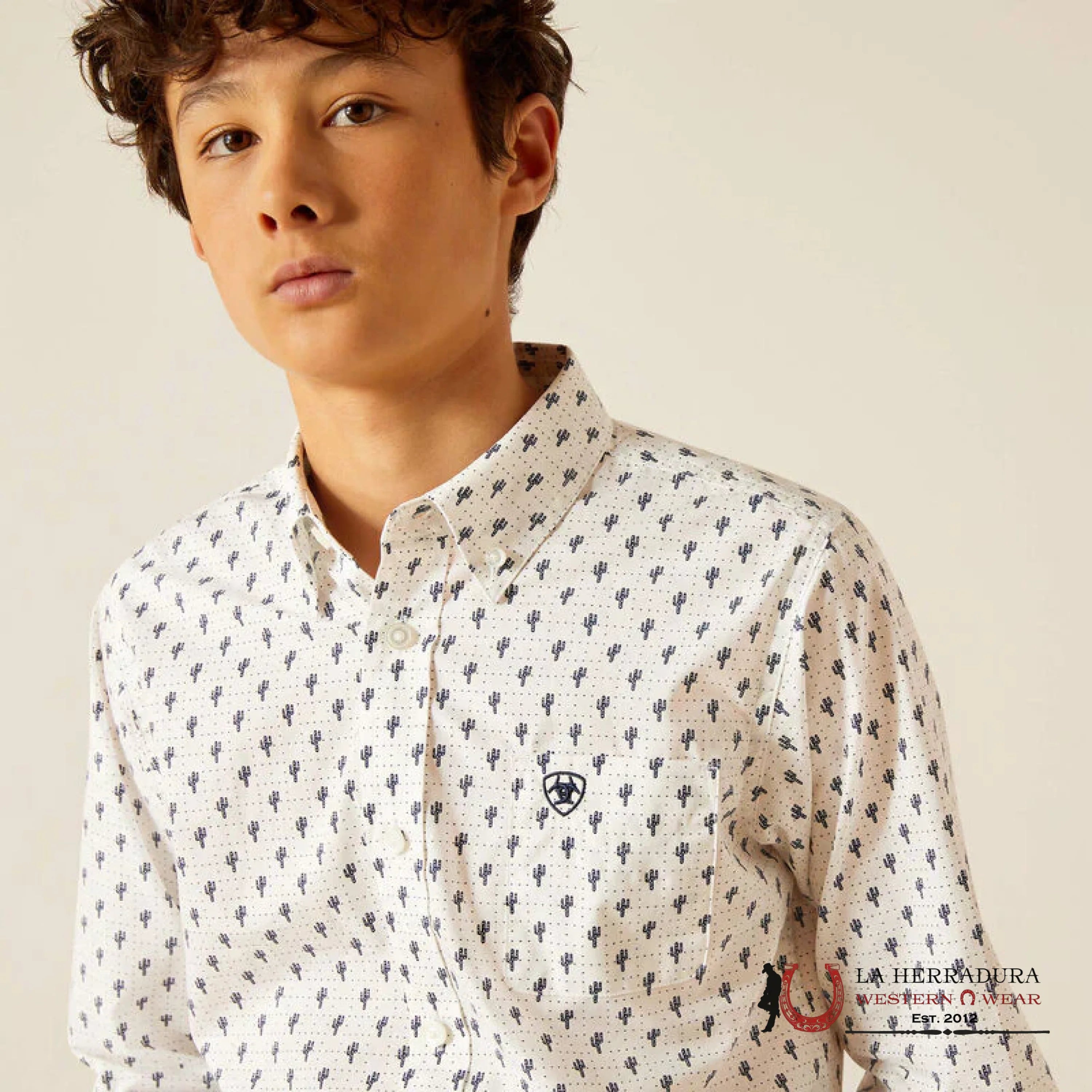 ARIAT KIDS SHIRT -BOYS WHITE PARKER LS 10048655 NIÑOS