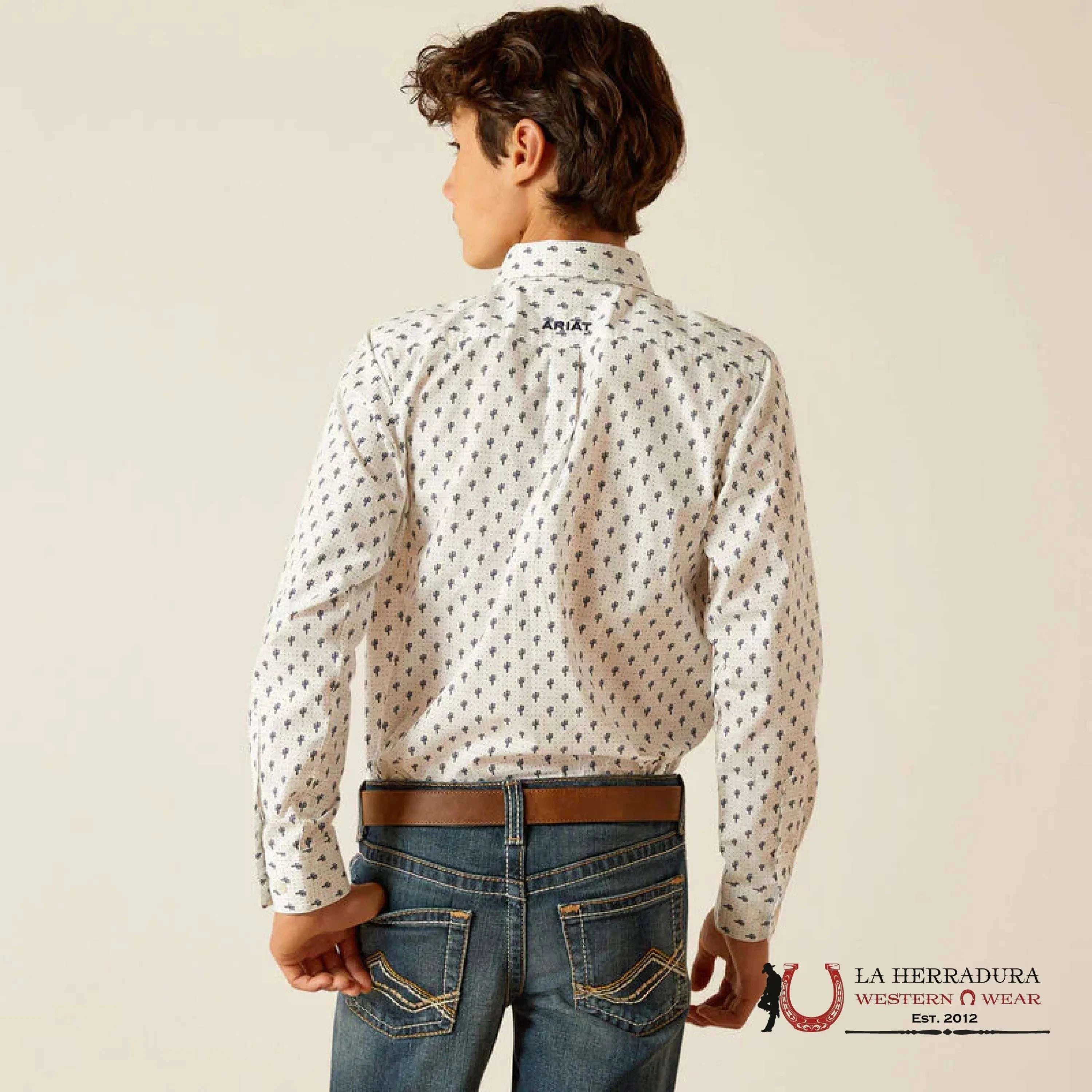 ARIAT KIDS SHIRT -BOYS WHITE PARKER LS 10048655 NIÑOS