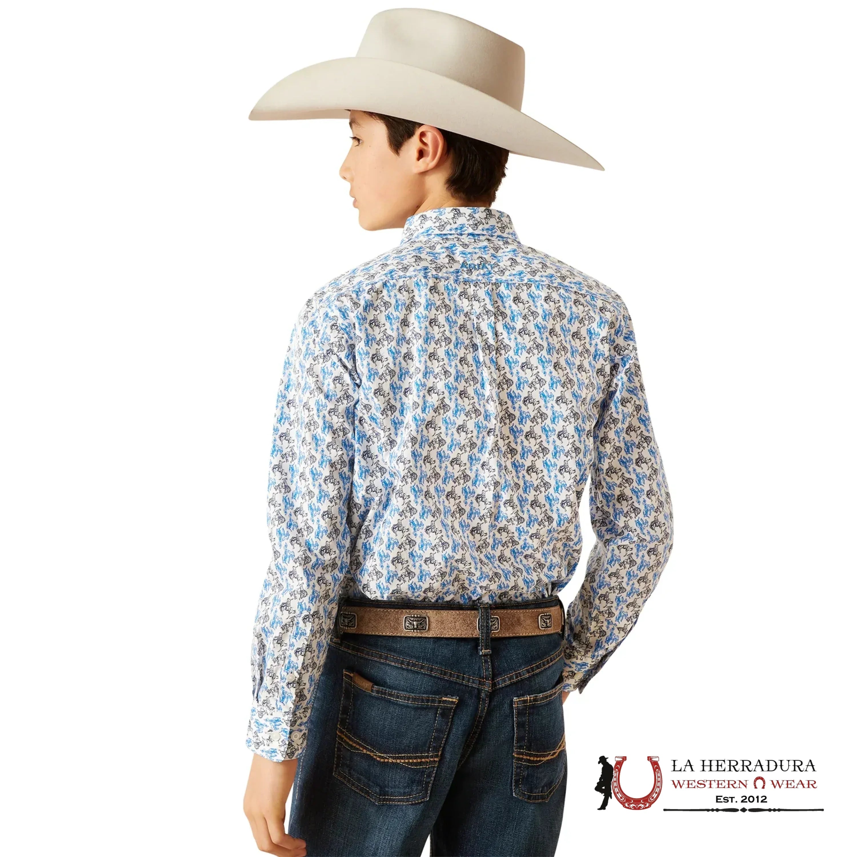 ARIAT KIDS SHIRT -BOYS WHITE PEERCE LS 10047296 NIÑOS