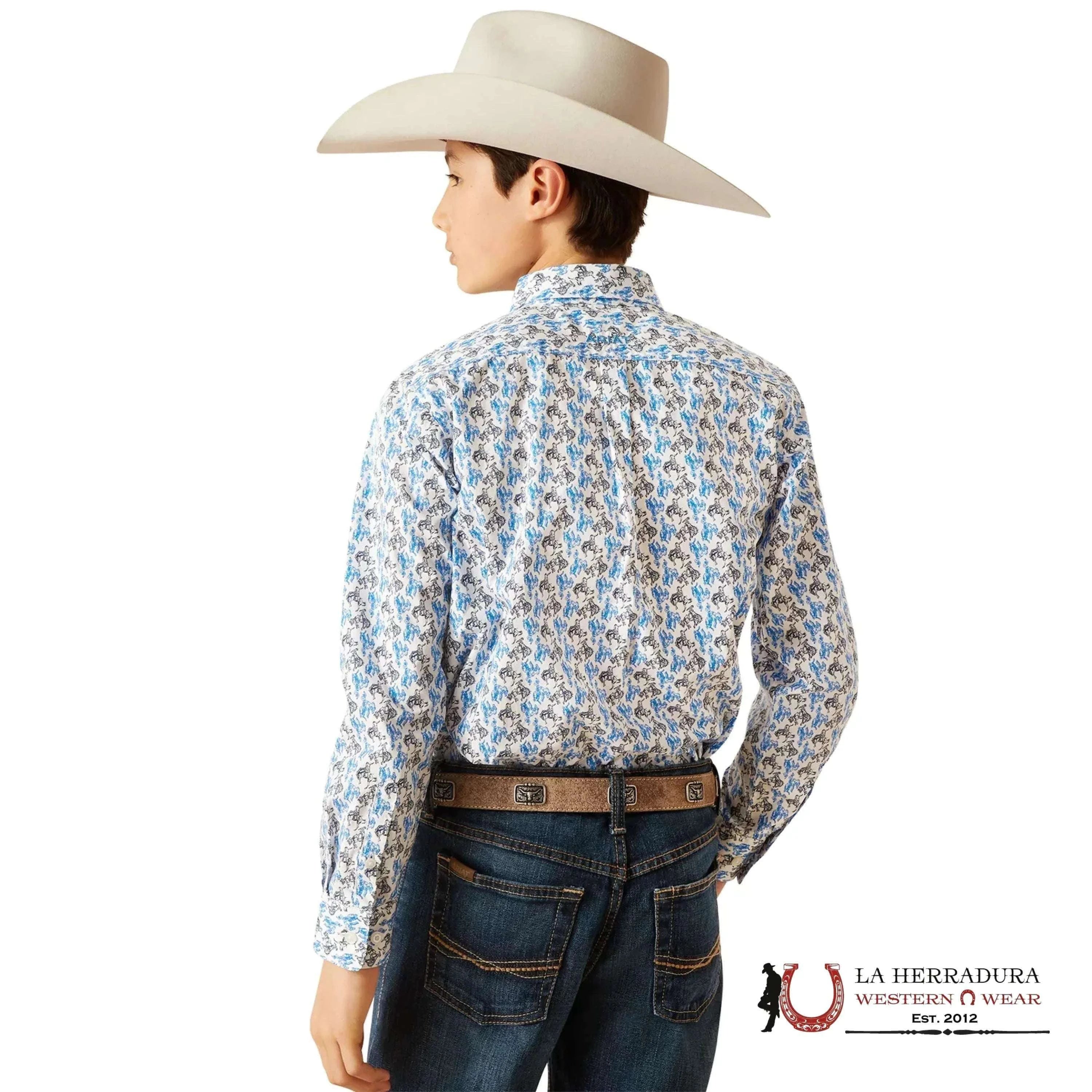 ARIAT KIDS SHIRT -BOYS WHITE PEERCE LS 10047296 NIÑOS