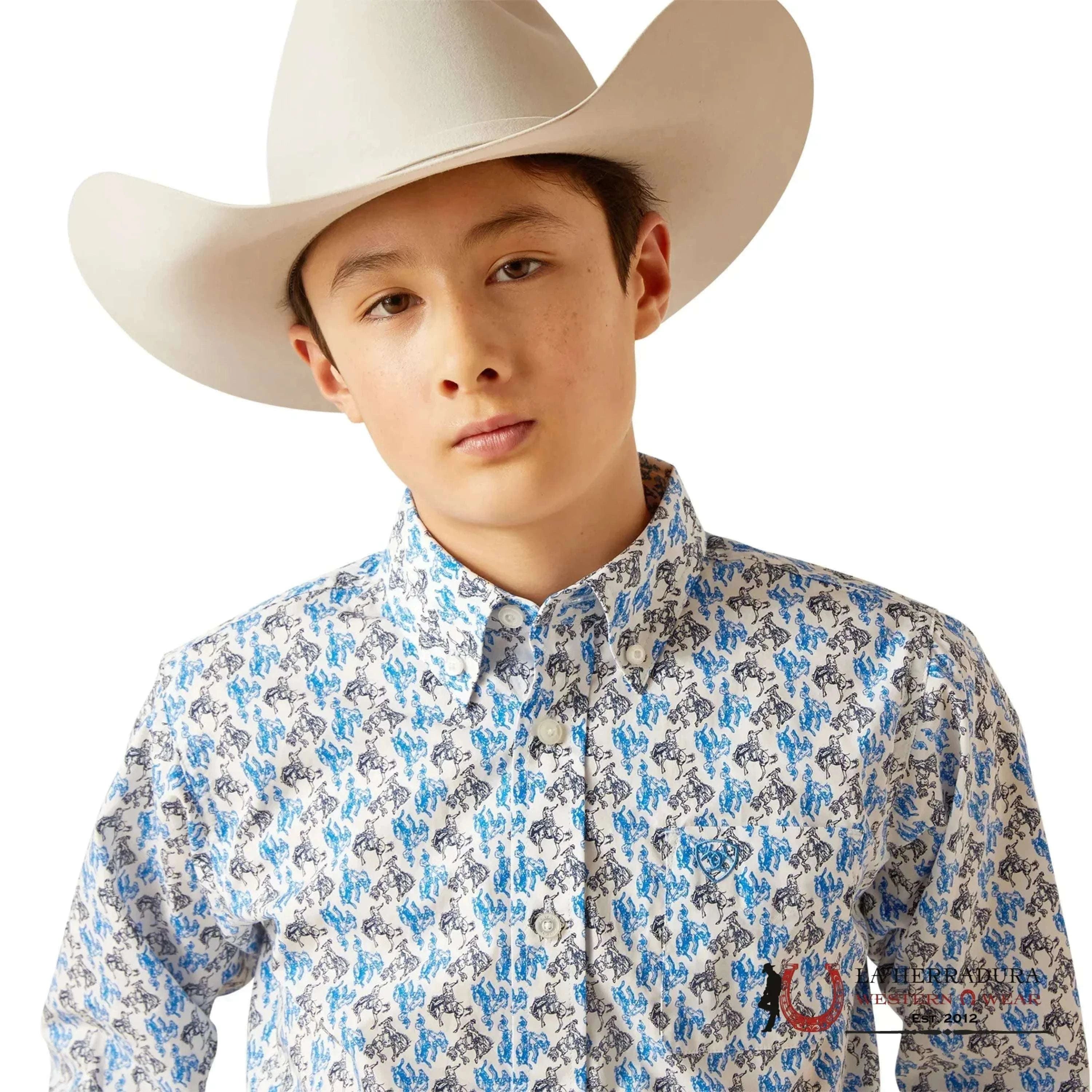 ARIAT KIDS SHIRT -BOYS WHITE PEERCE LS 10047296 NIÑOS