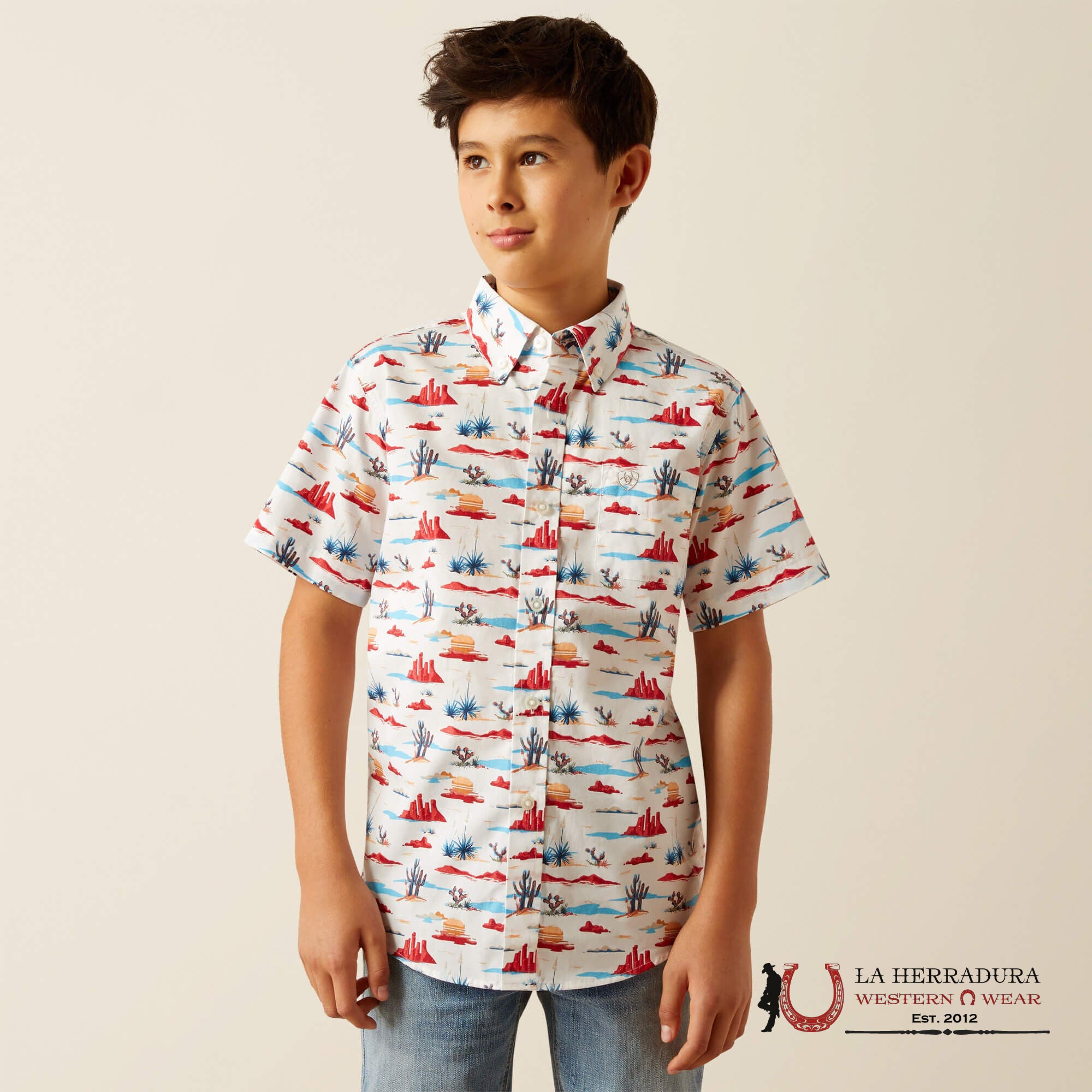 ARIAT KIDS SHIRT -BOYS WHITE SCOUT 10058703 NIÑOS