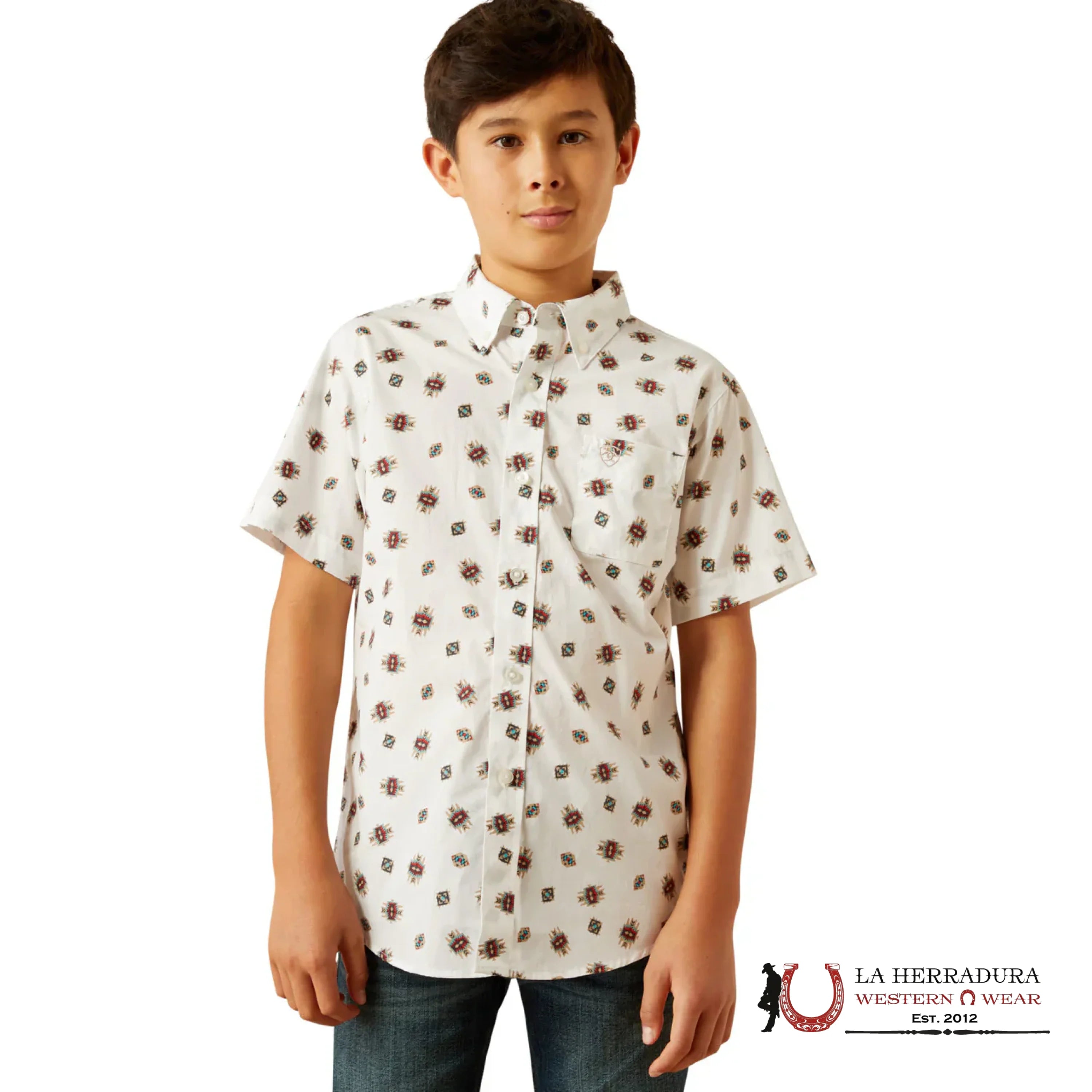 ARIAT KIDS SHIRT -BOYS WHITE WESTSCOTT 10058722 NIÑOS