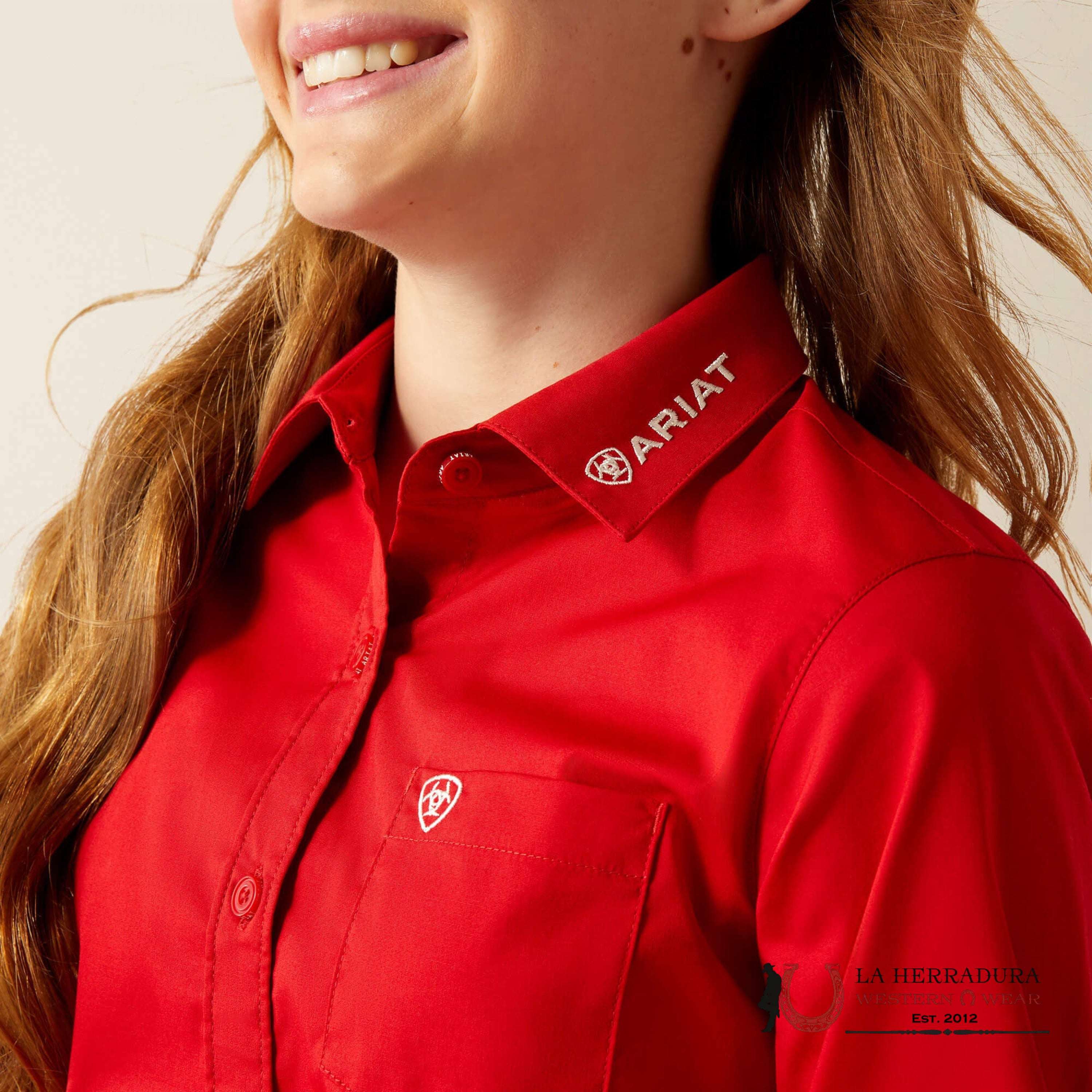 ARIAT KIDS SHIRT -GIRLS EQUESTRIAN RED TEAM KIRBY 10058852 NIÑOS