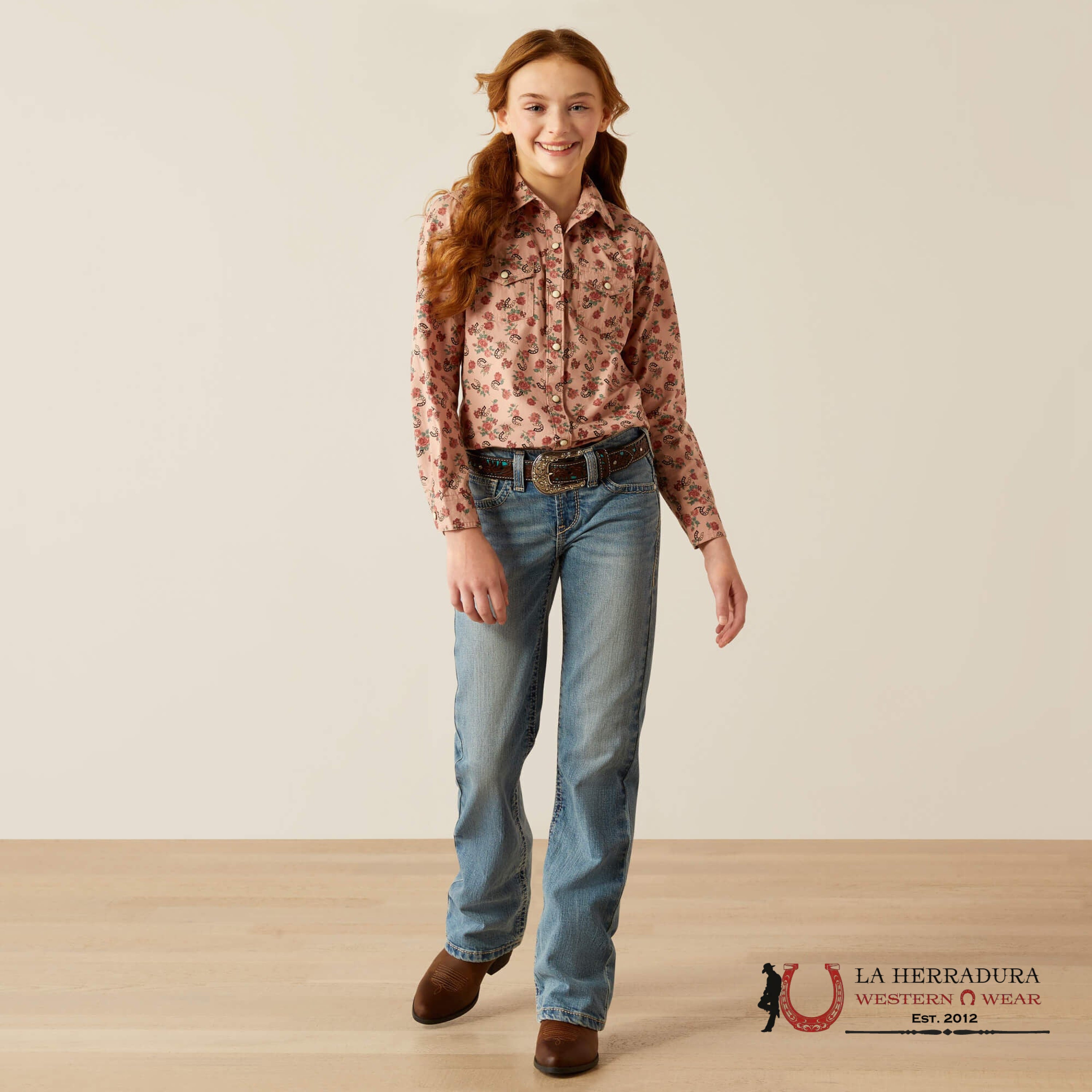 ARIAT KIDS SHIRT -GIRLS FLOWERS N HORSE SHOES 10053889 NIÑOS