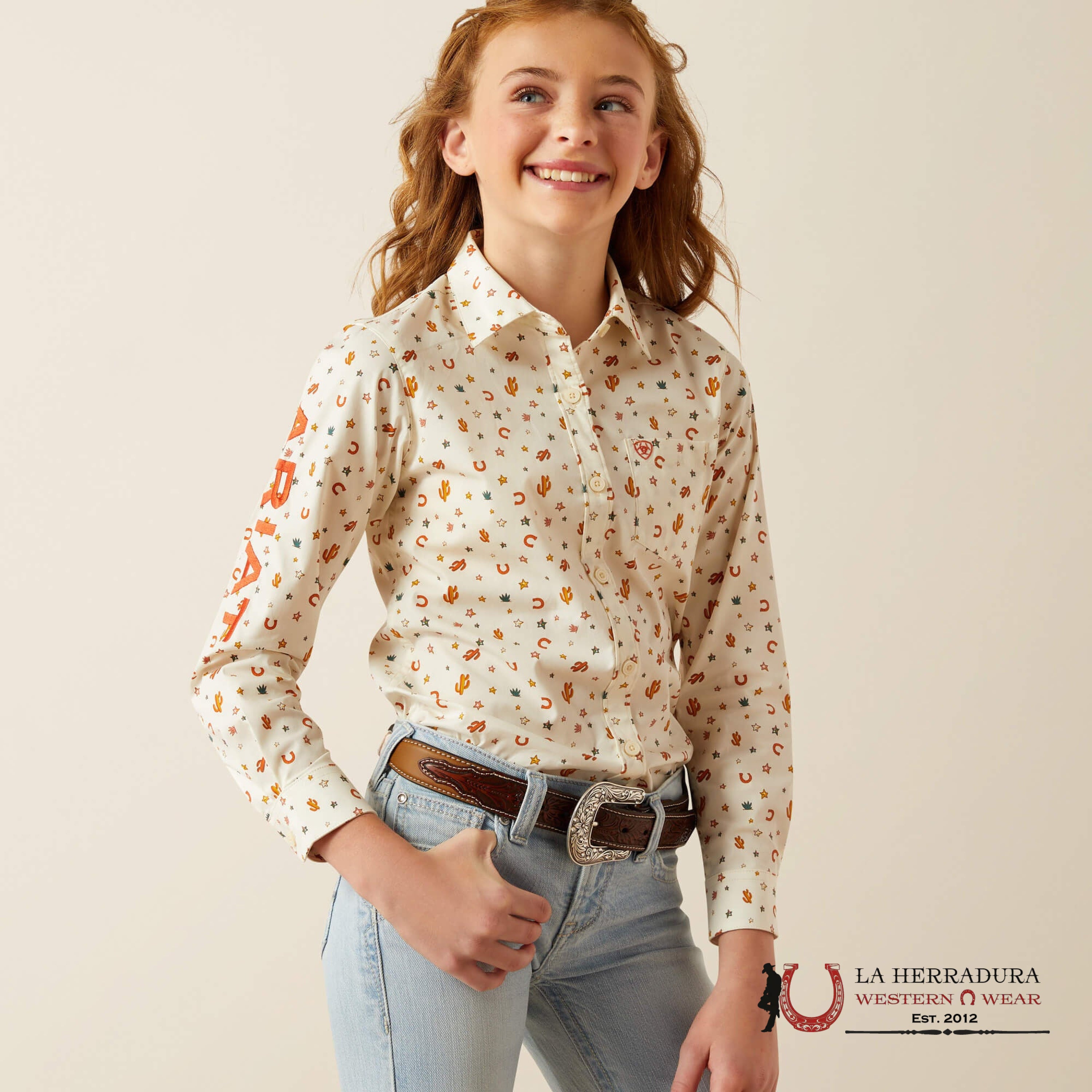 ARIAT KIDS SHIRT -GIRLS SIENNA ALLOVER TEAM KIRBY 10058851 NIÑOS