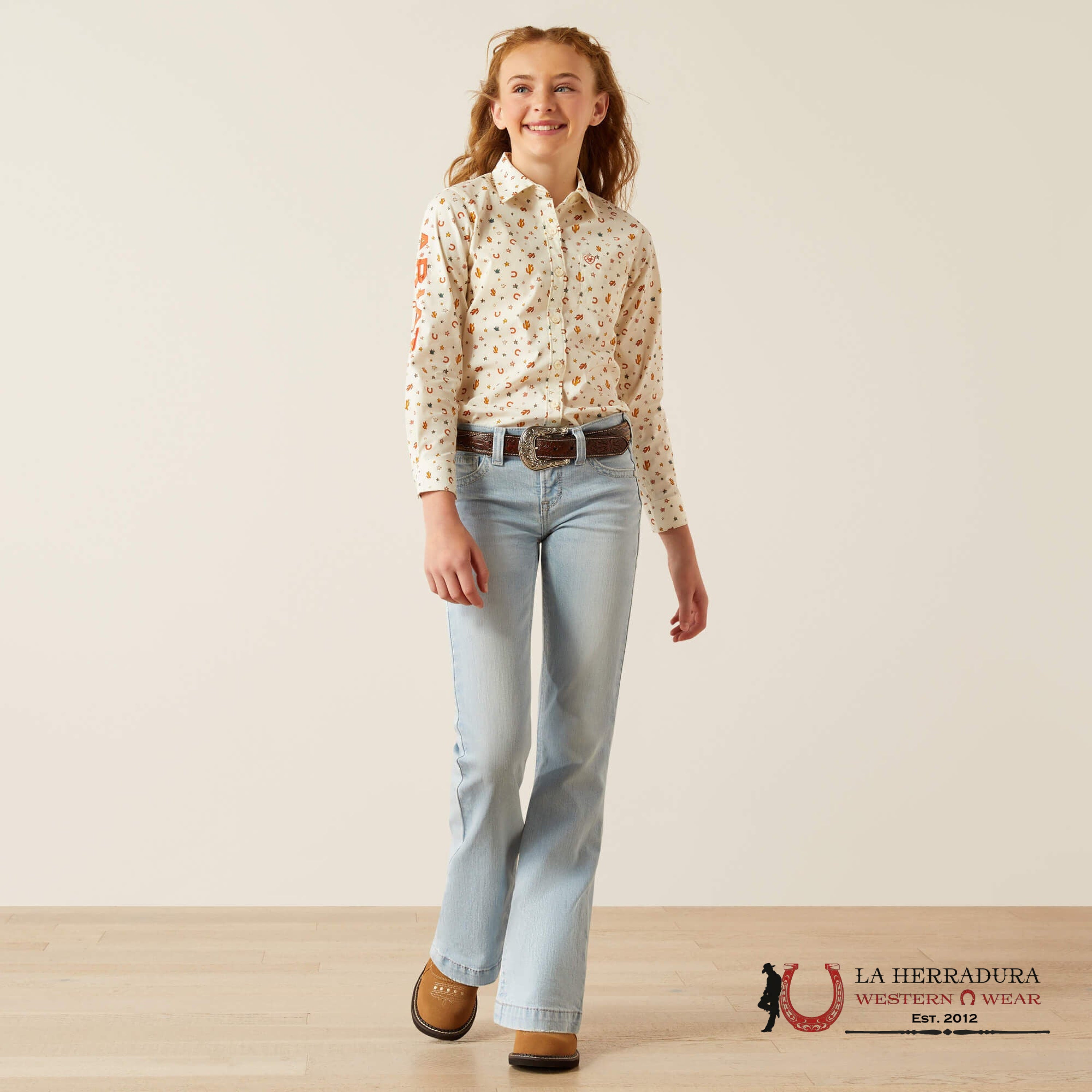 ARIAT KIDS SHIRT -GIRLS SIENNA ALLOVER TEAM KIRBY 10058851 NIÑOS