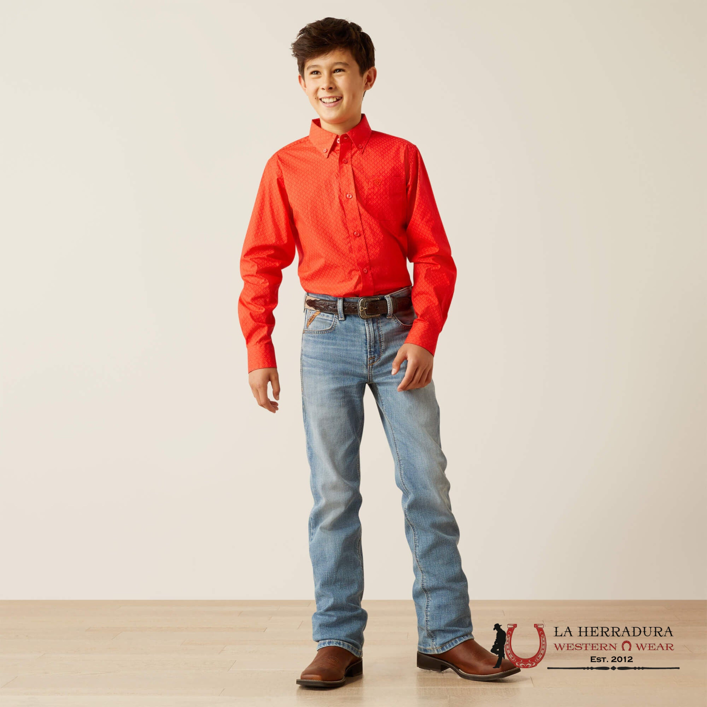 ARIAT KIDS SHIRT -RED WAYLEN LS 10058724 NIÑOS