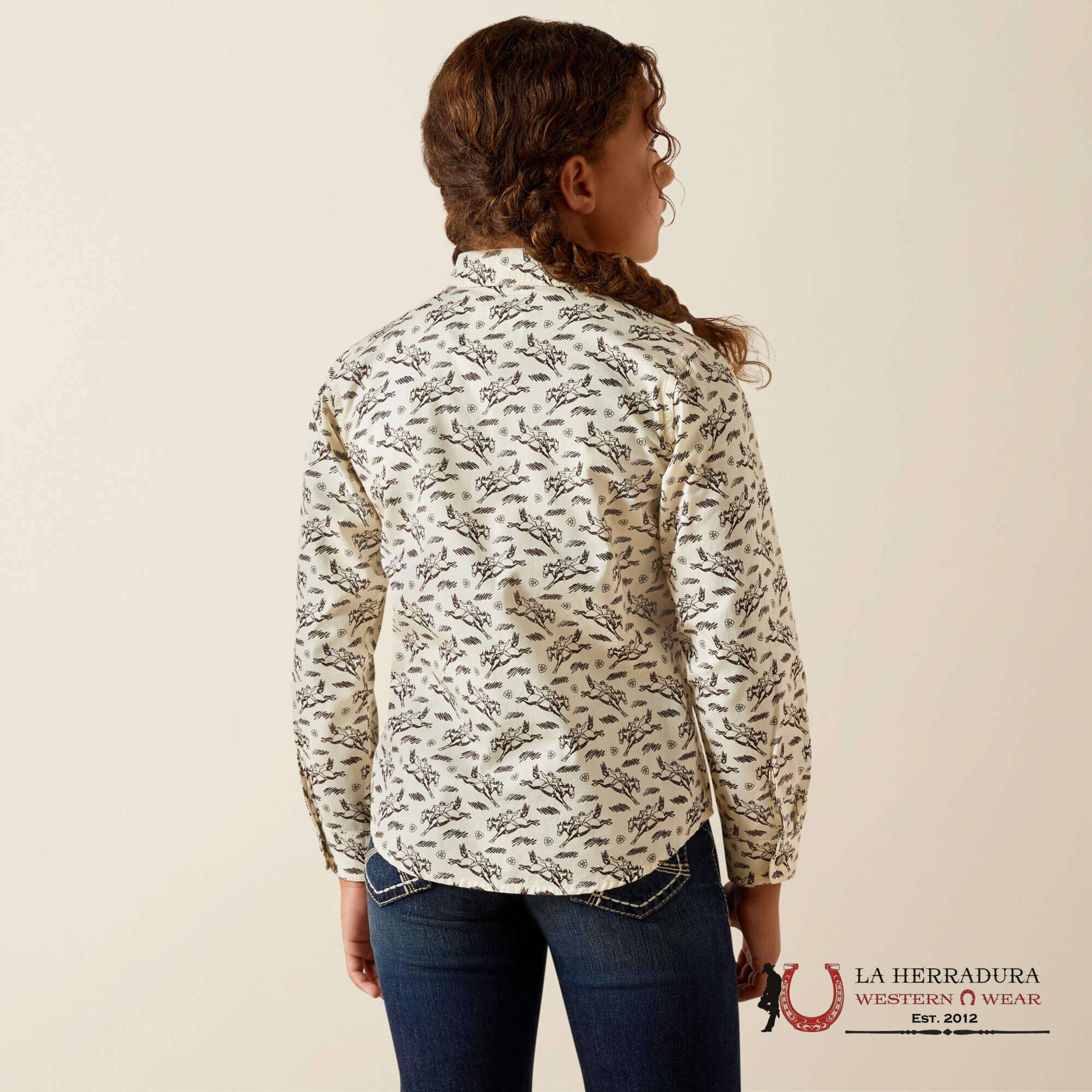 ARIAT KIDS SHIRT RODEO TIME SNP SHRT BUCKING HORSE PRINT 10062842 NIÑAS