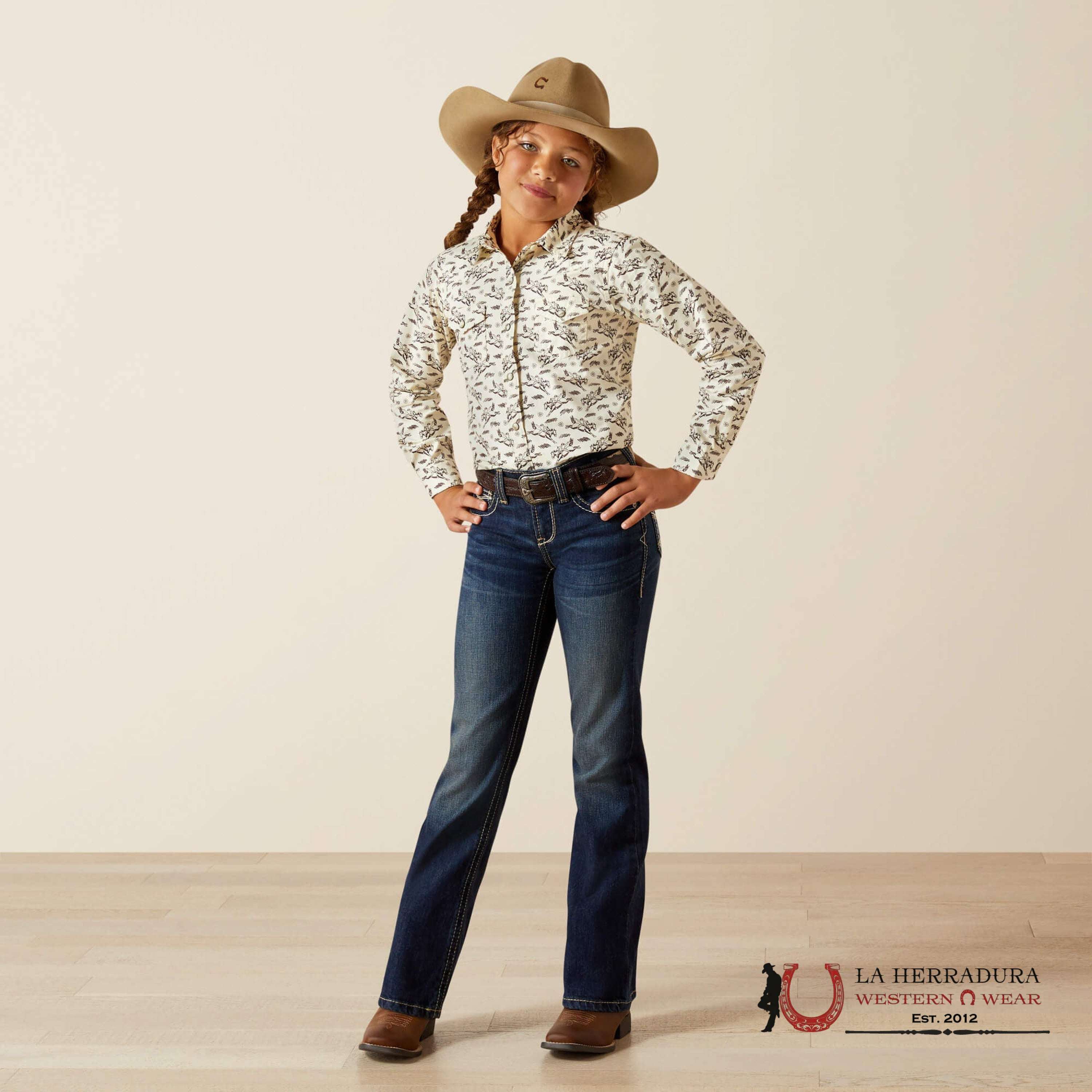 ARIAT KIDS SHIRT RODEO TIME SNP SHRT BUCKING HORSE PRINT 10062842 NIÑAS