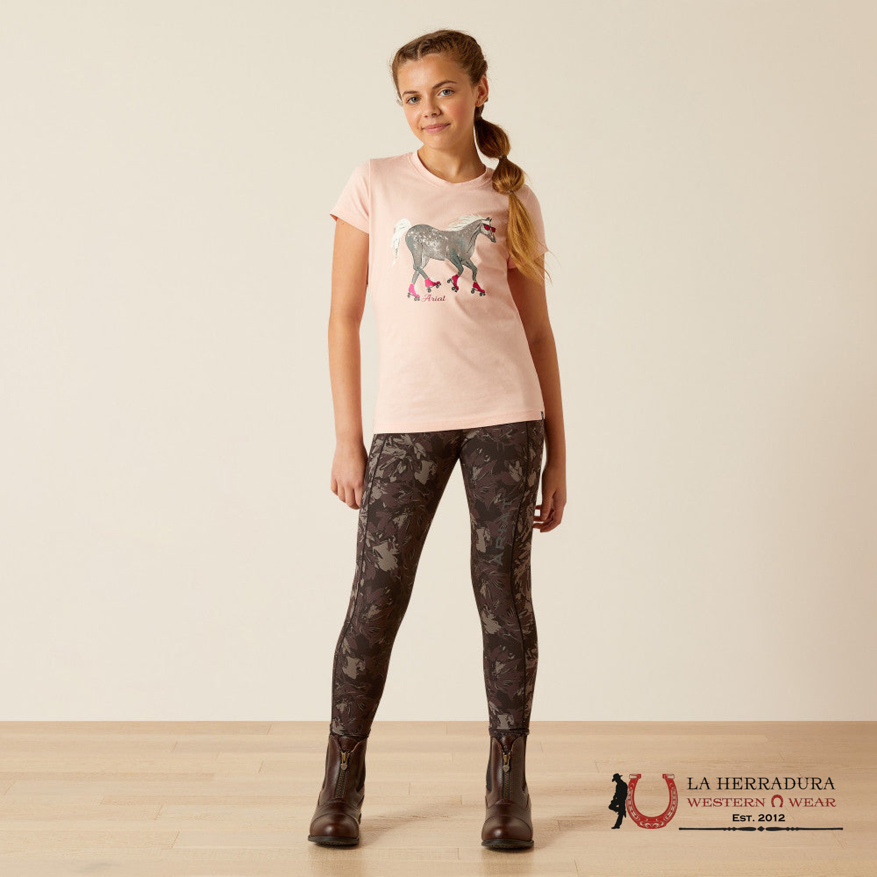 ARIAT KIDS TSHIRT -BLUSHING ROSE ROLLER PONY 10048554 NIÑOS
