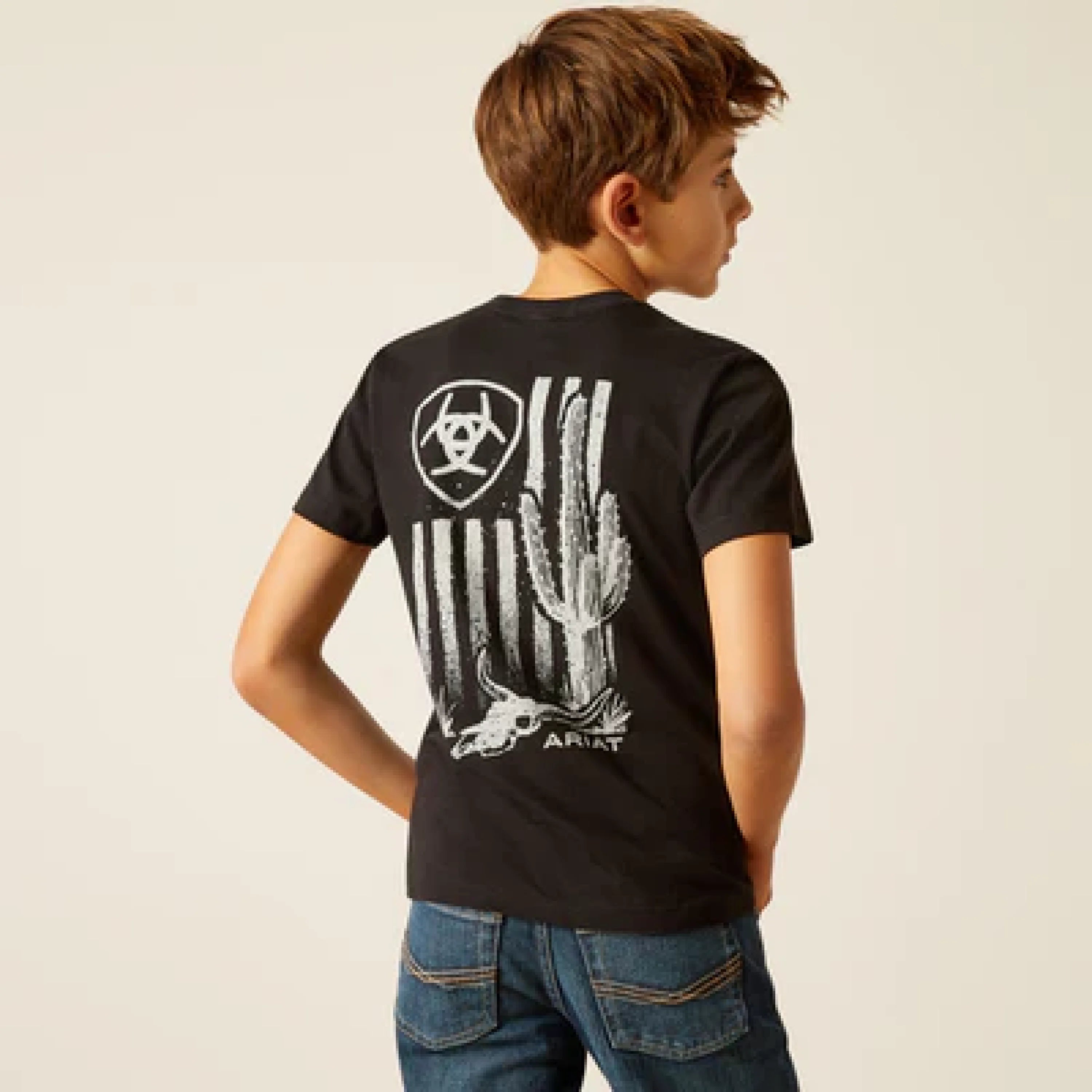 ARIAT KIDS TSHIRT -BOYS BLACK CACTUS FLAG 10051434 NIÑOS
