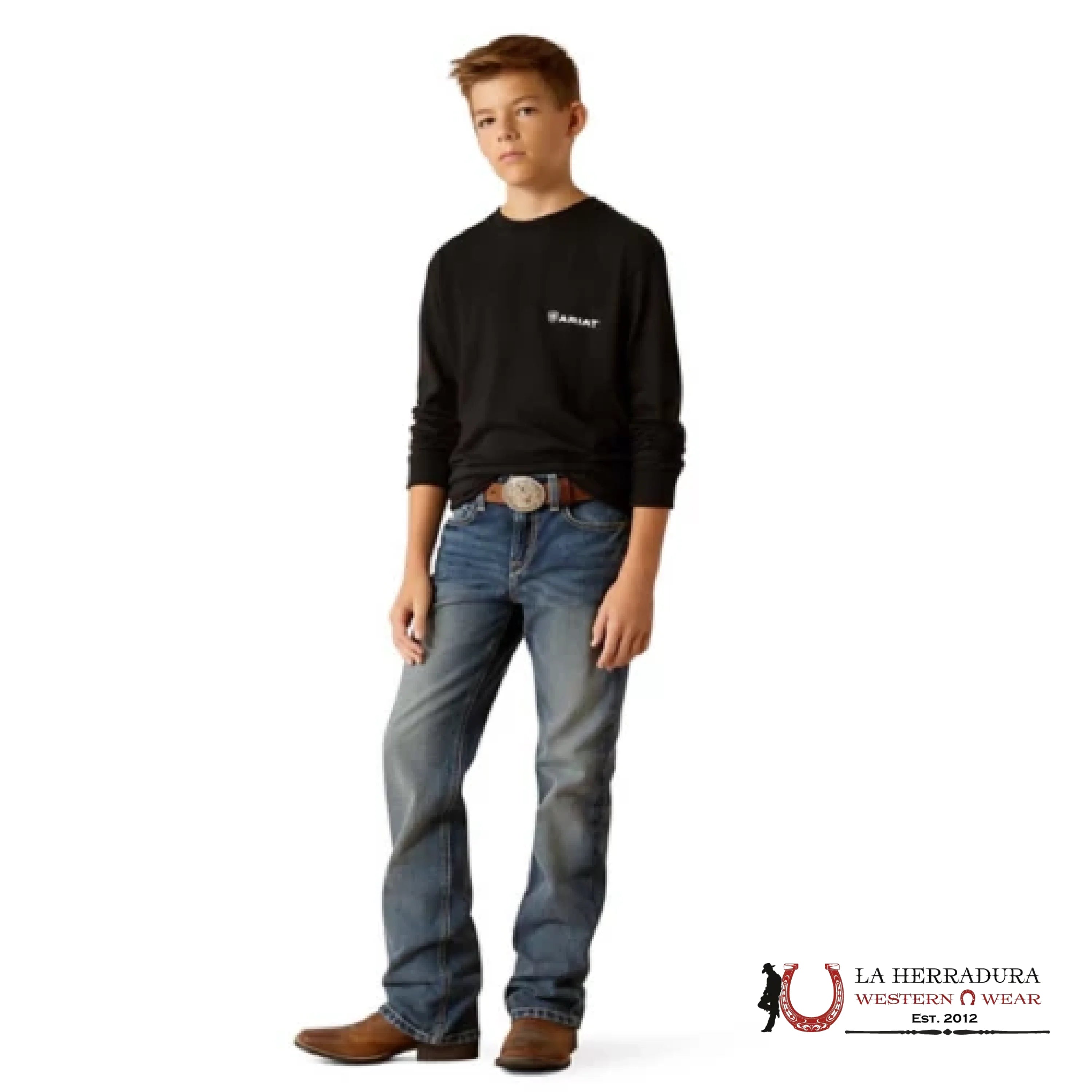 ARIAT KIDS TSHIRT -BOYS BLACK LOTF CAMO SHIELD LS 10052040 NIÑOS