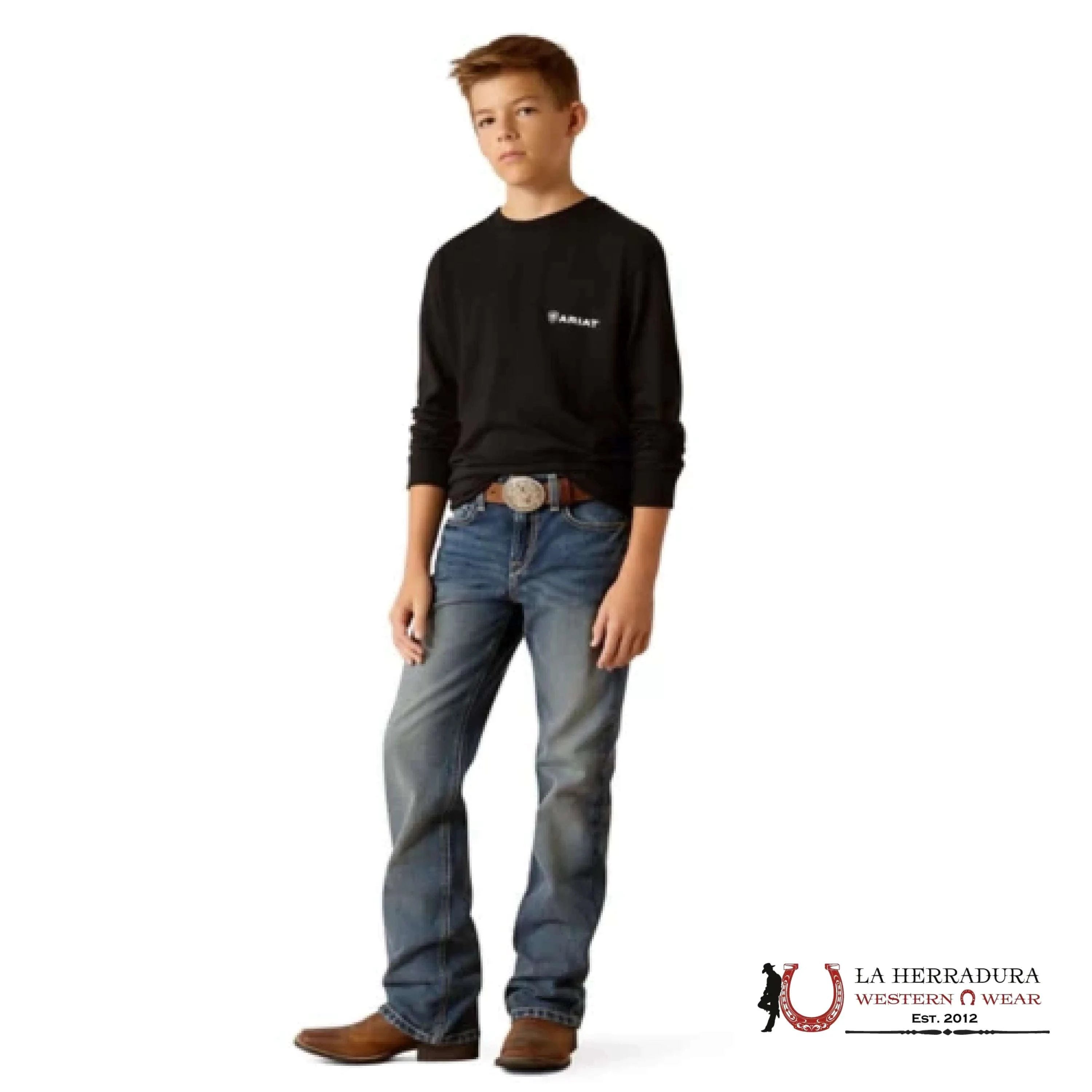 ARIAT KIDS TSHIRT -BOYS BLACK LOTF CAMO SHIELD LS 10052040 NIÑOS