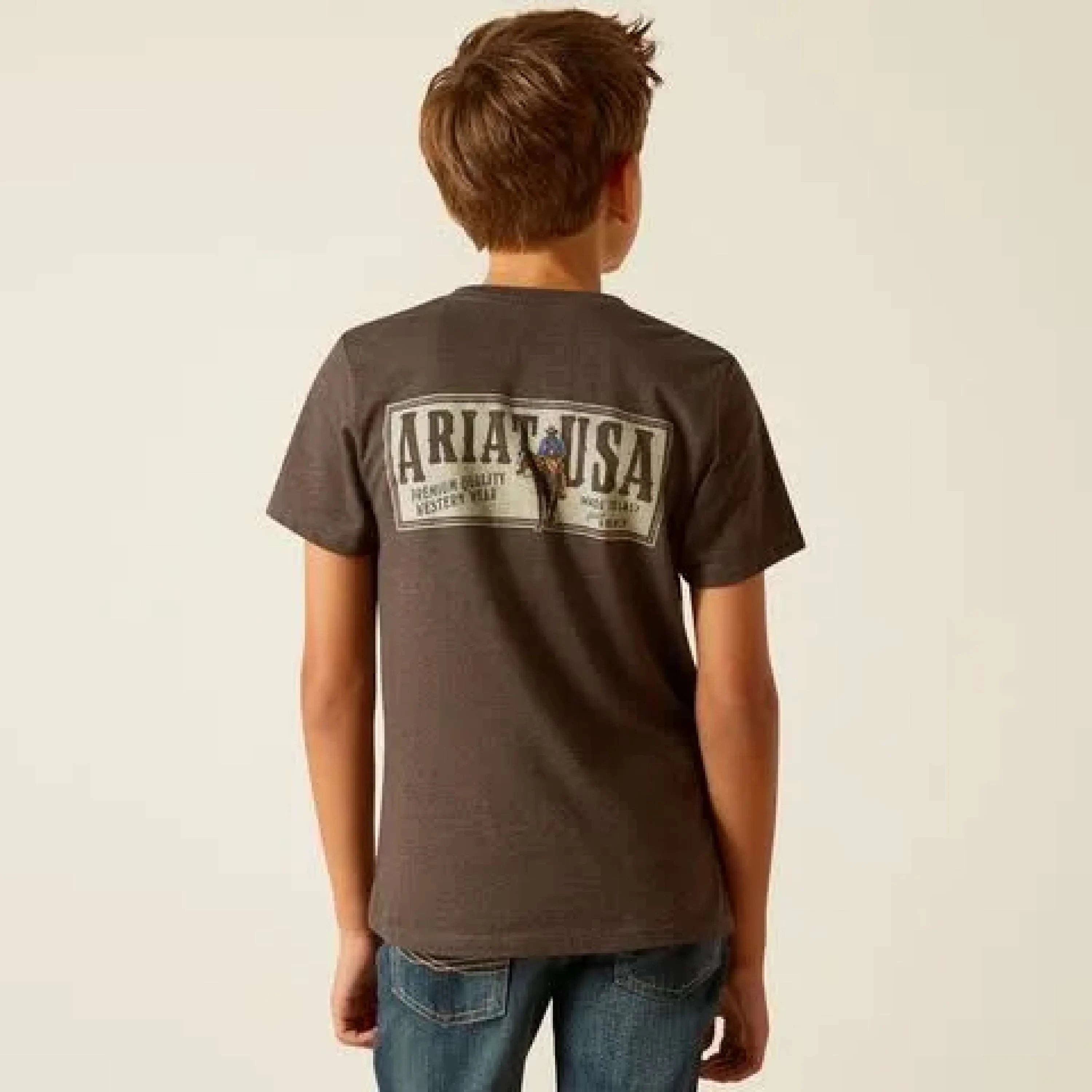 ARIAT KIDS TSHIRT -BOYS CHARCOAL HEATHER RIDER LABEL 10051433 NIÑOS