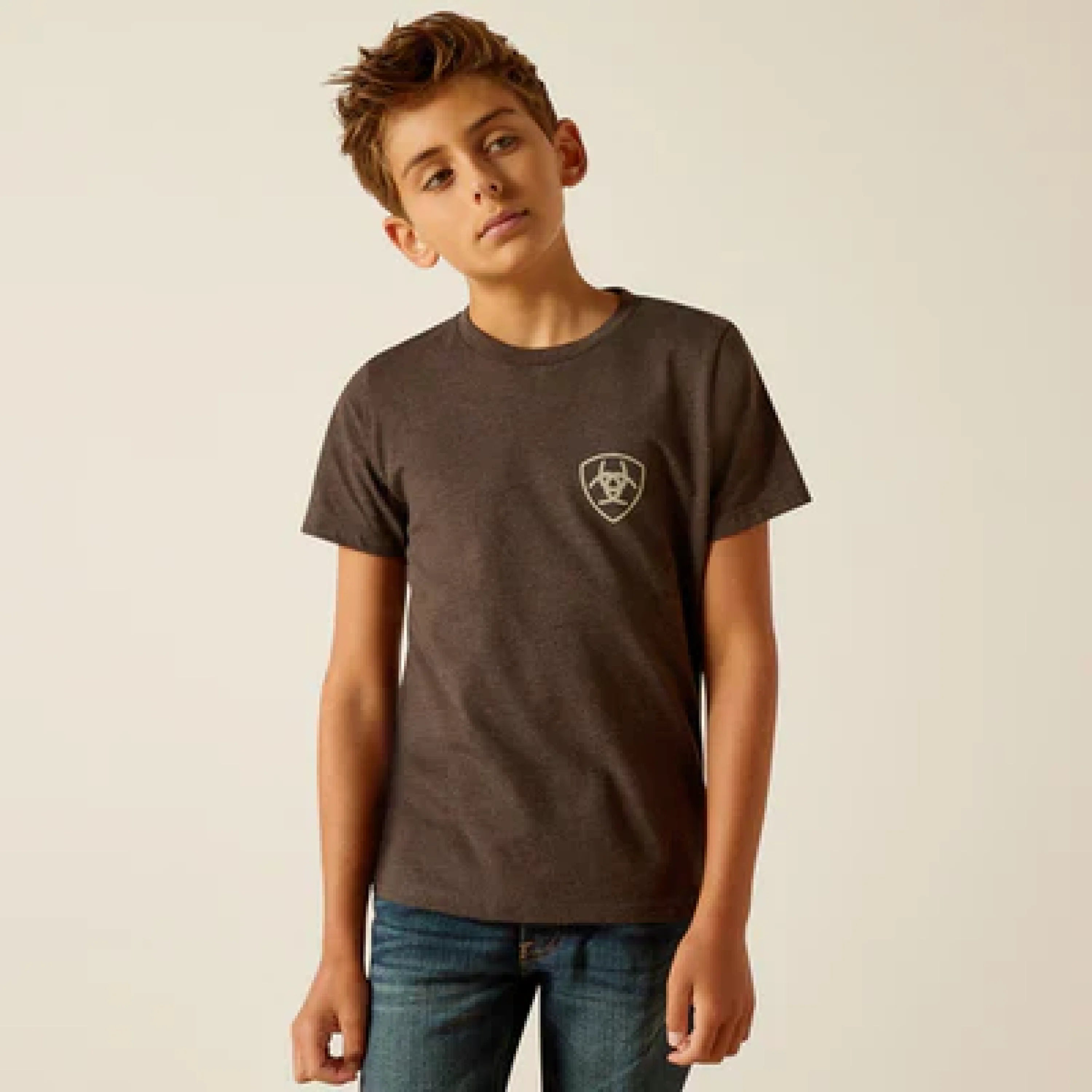 ARIAT KIDS TSHIRT -BOYS CHARCOAL HEATHER RIDER LABEL 10051433 NIÑOS