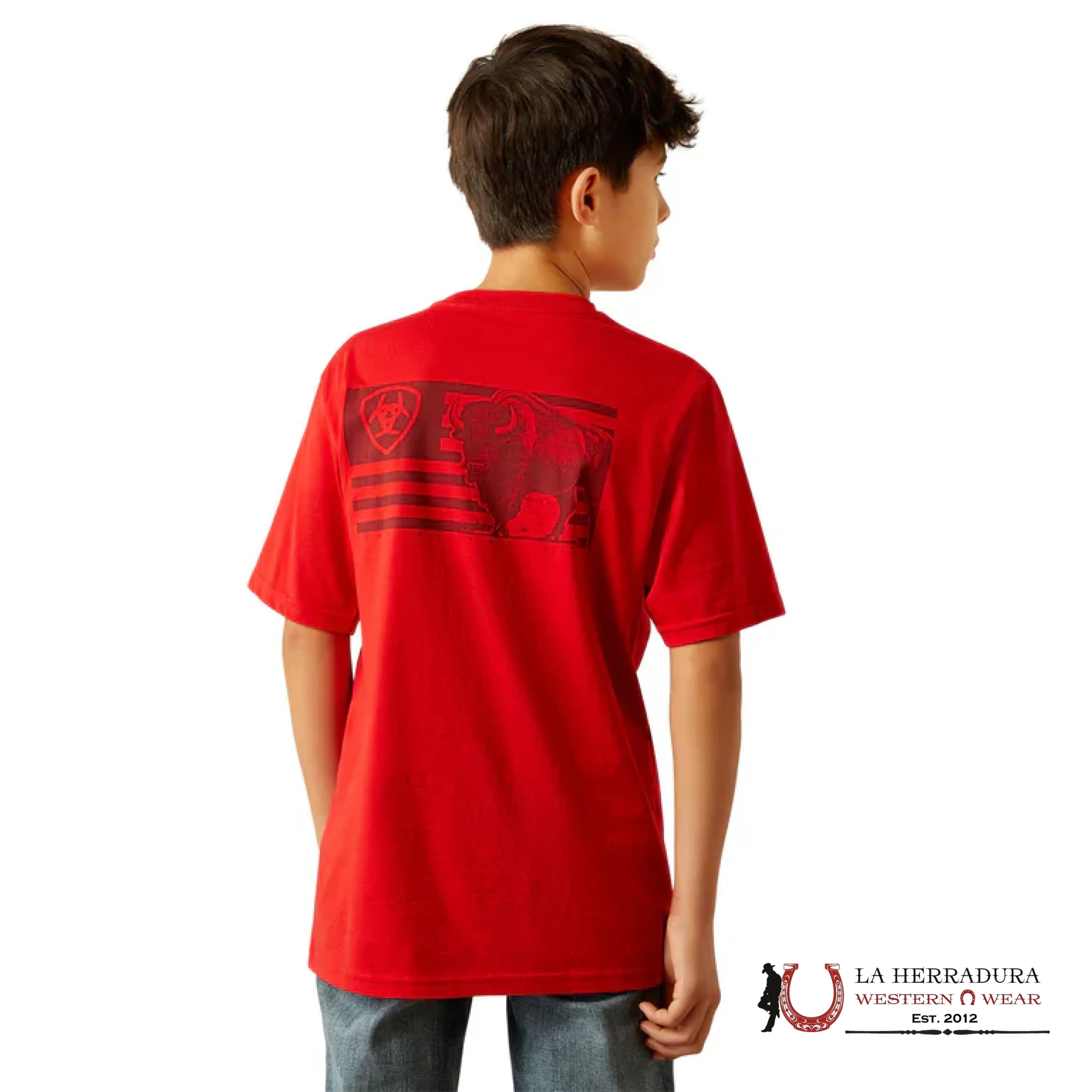 ARIAT KIDS TSHIRT - BOYS REDLINE BUFFALO LOF FLAG 10059050 NIÑOS