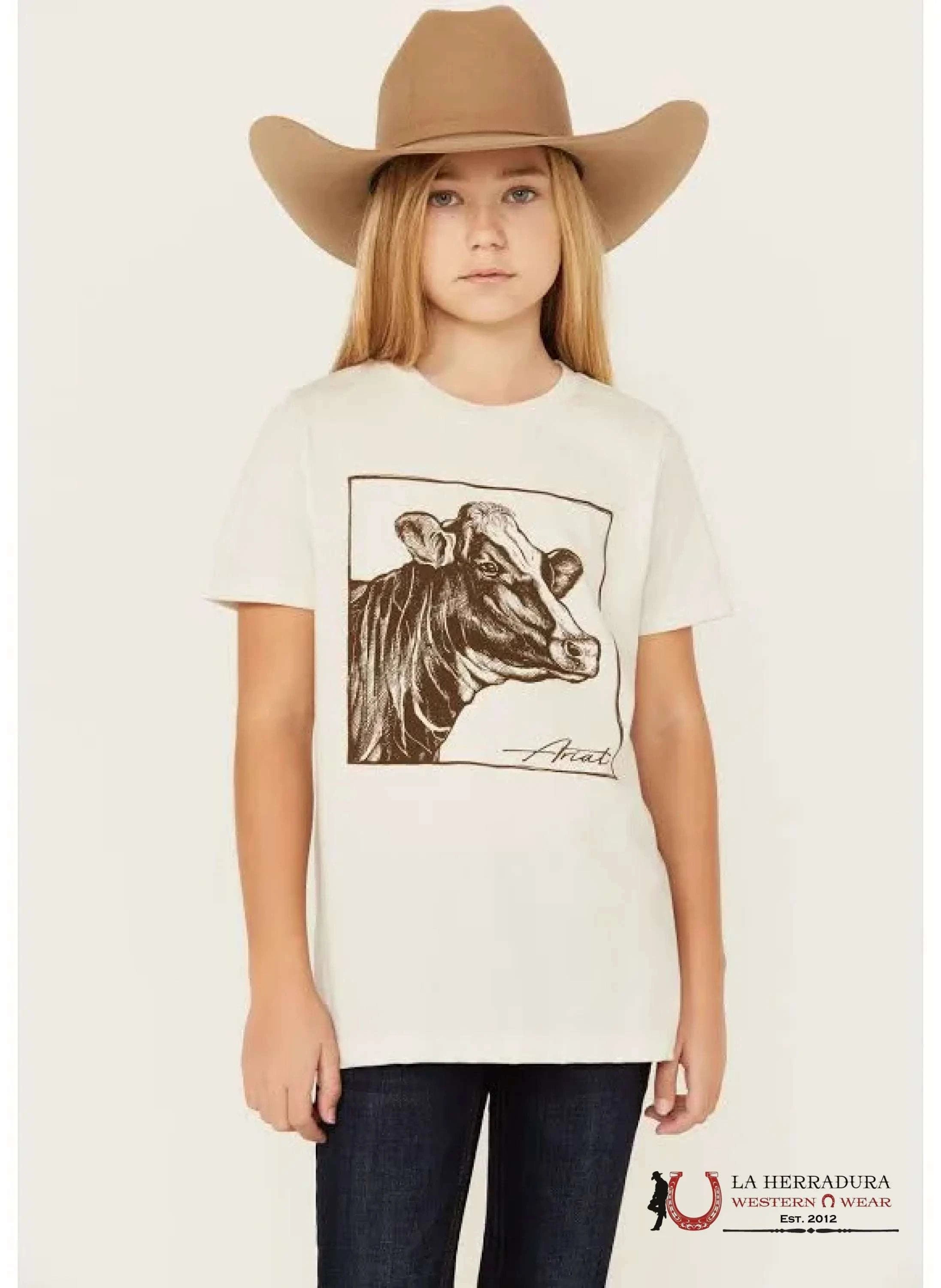 ARIAT KIDS TSHIRT - GIRLS COW COVER 10051773 NIÑOS