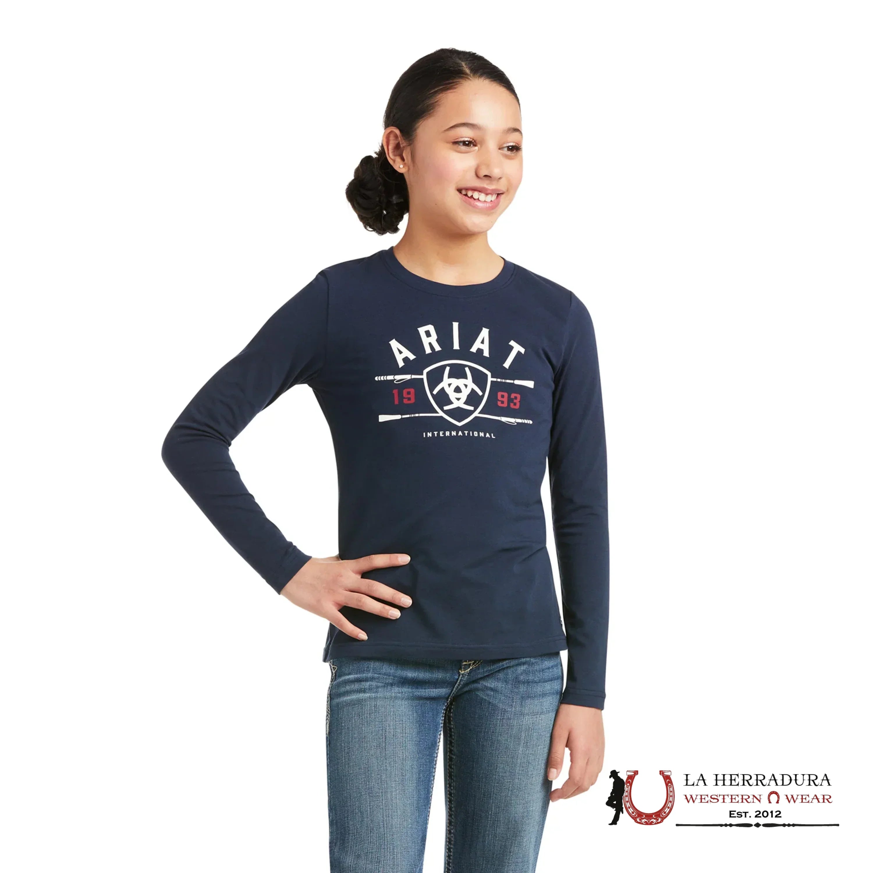 ARIAT KIDS TSHIRT -GIRLS NAVY SHIELD 10036980 NIÑAS