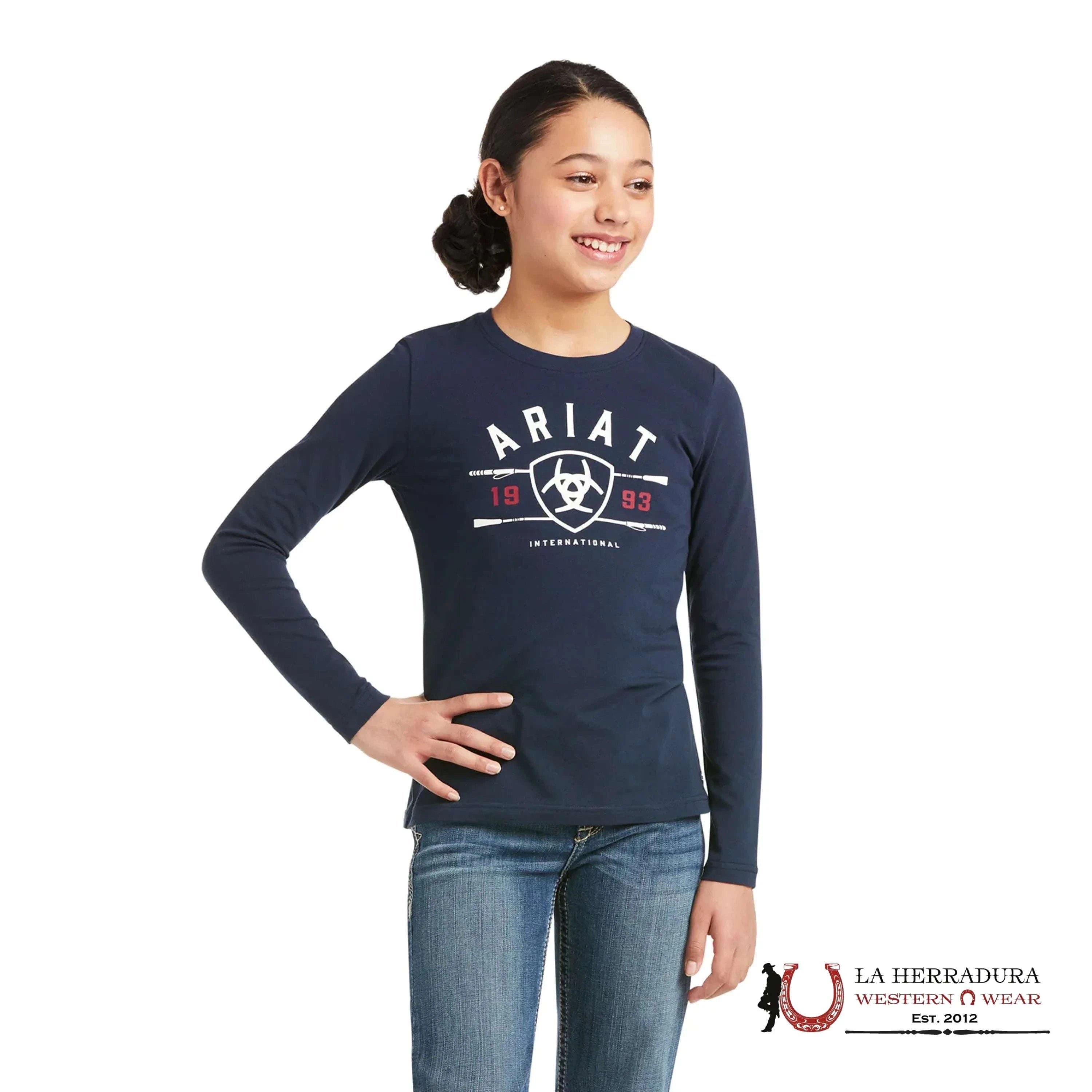 ARIAT KIDS TSHIRT -GIRLS NAVY SHIELD 10036980 NIÑAS