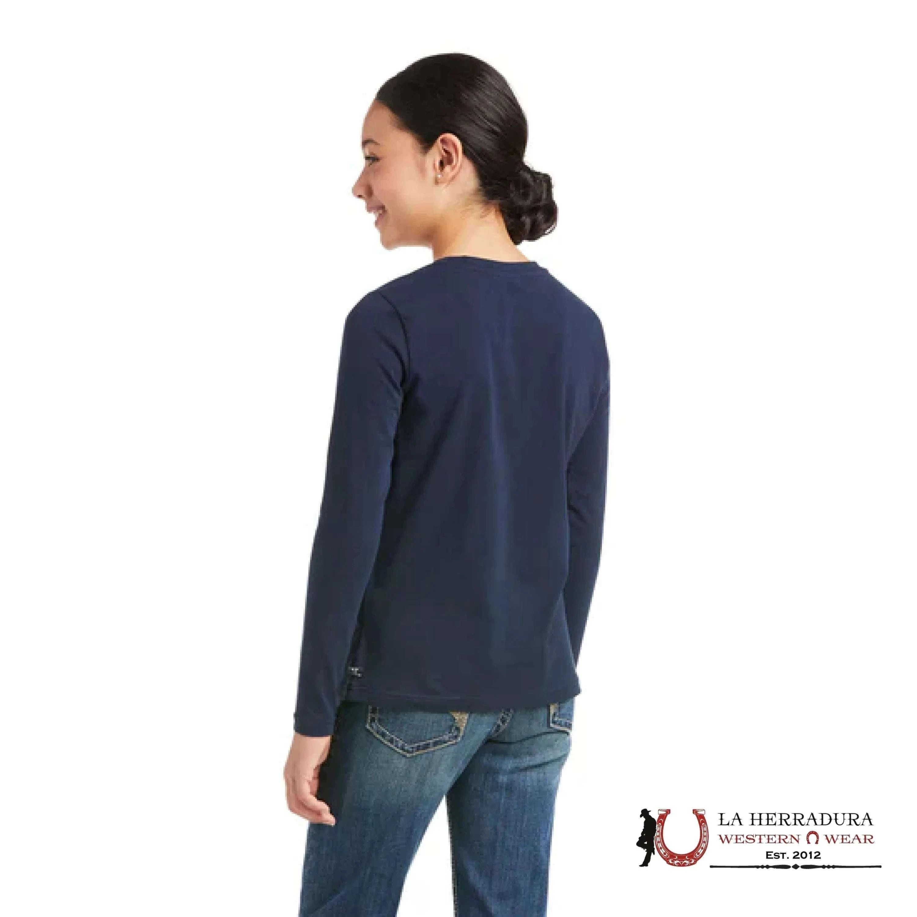 ARIAT KIDS TSHIRT -GIRLS NAVY SHIELD 10036980 NIÑAS