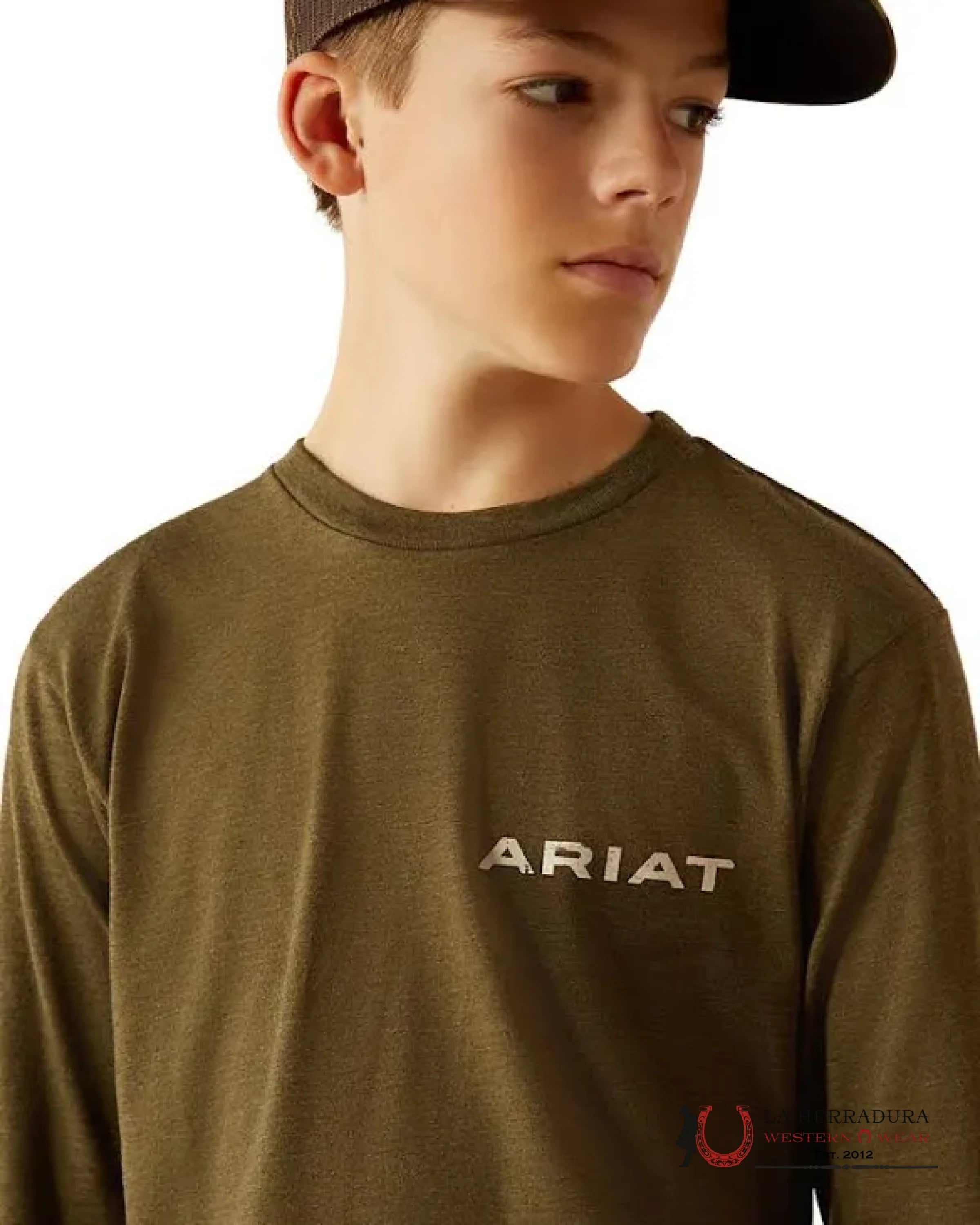 ARIAT KIDS TSHIRT -MILITARY HEATHER BOARDED LOTF HEX 10054007 NIÑOS