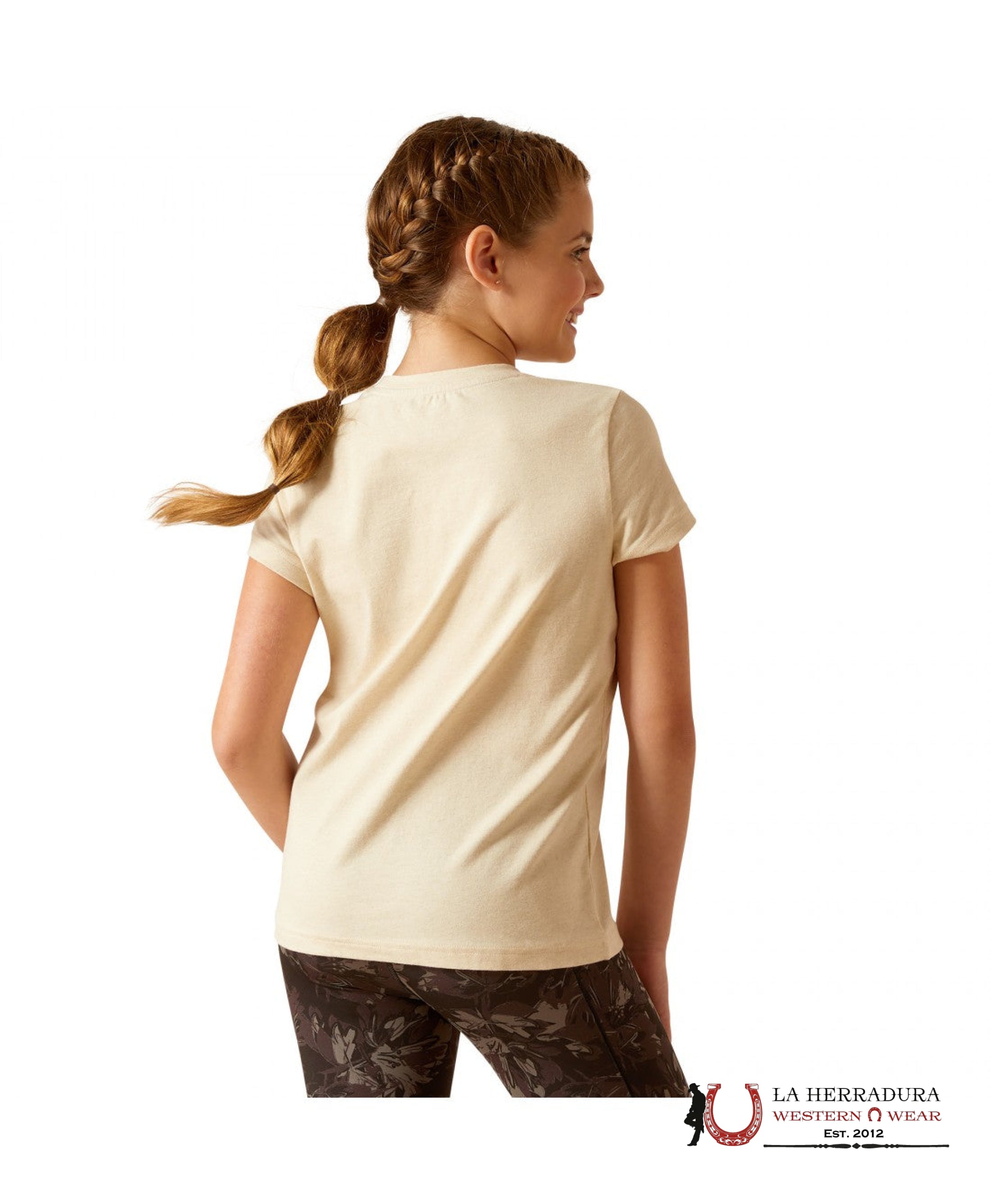 ARIAT KIDS TSHIRT -OATMEAL LEATHER UNICORN INSIGNIA 10048556 NIÑOS