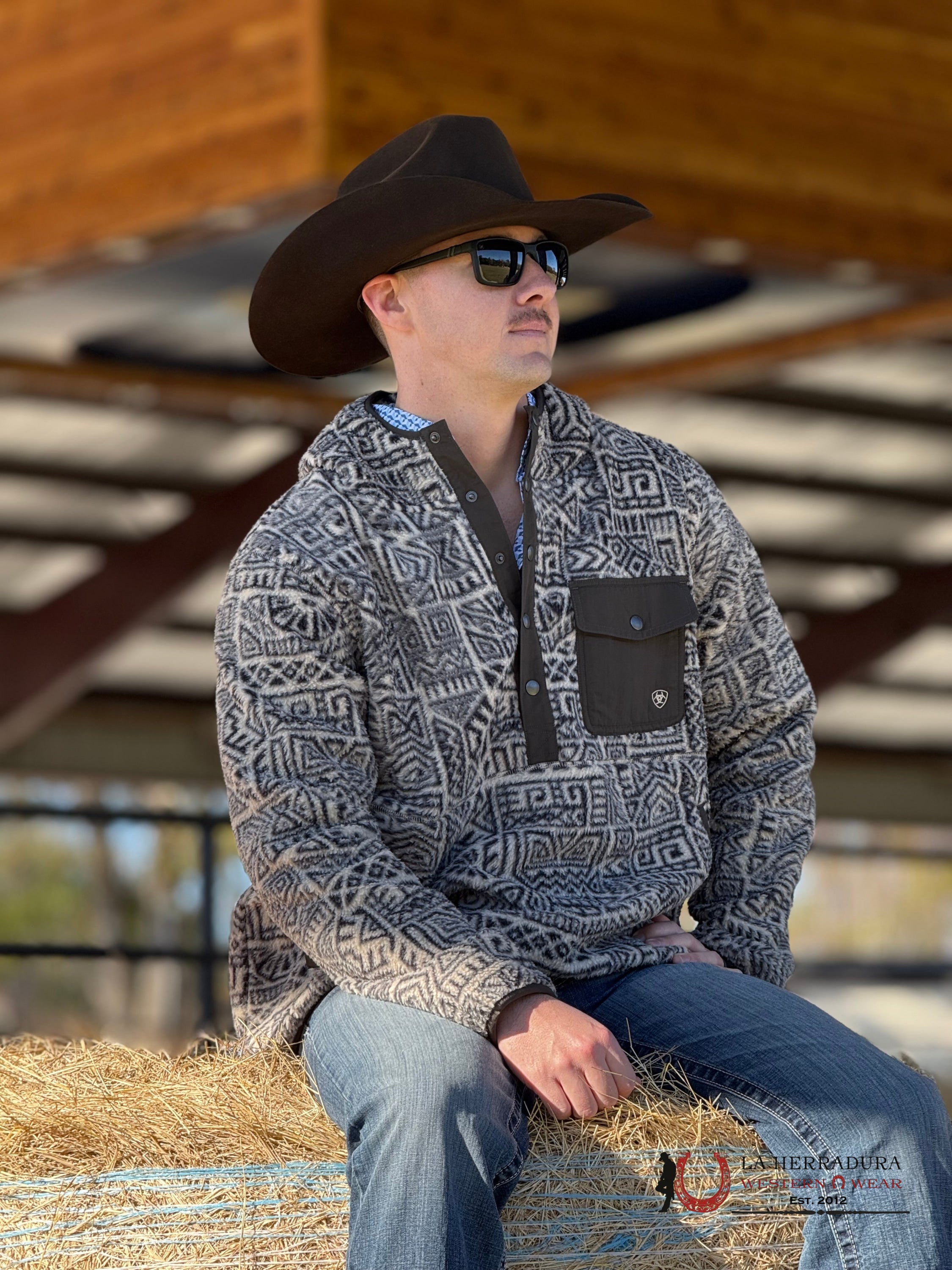 Ariat Light Brindle Polar Bear Fleece Hood-2995 Ropa Hombres
