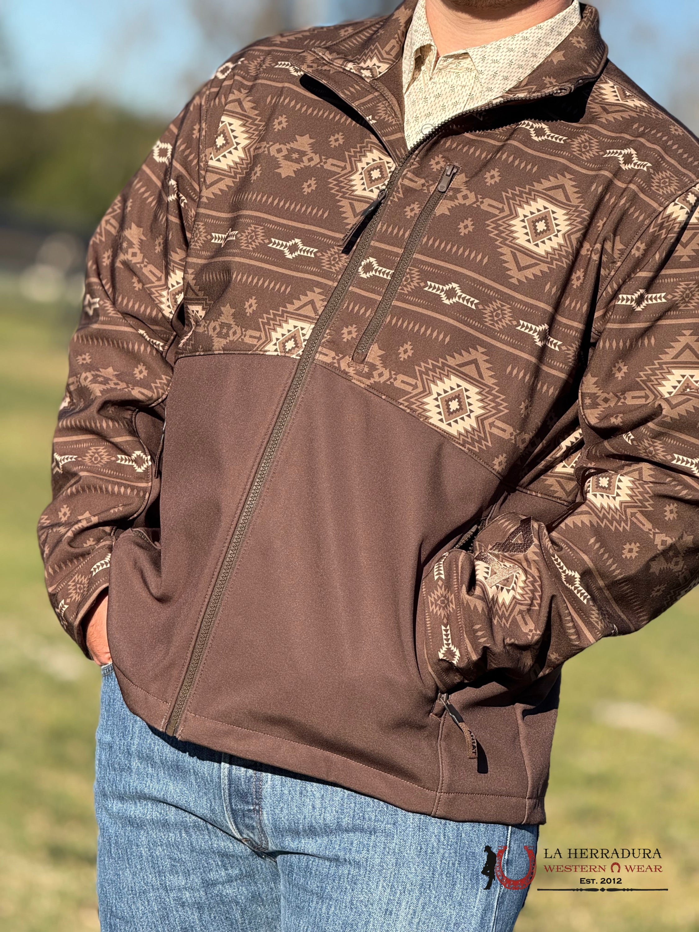 Ariat Logan Softshell Jacket Banyan Bark Southwest Print - 5416 Ropa Hombres