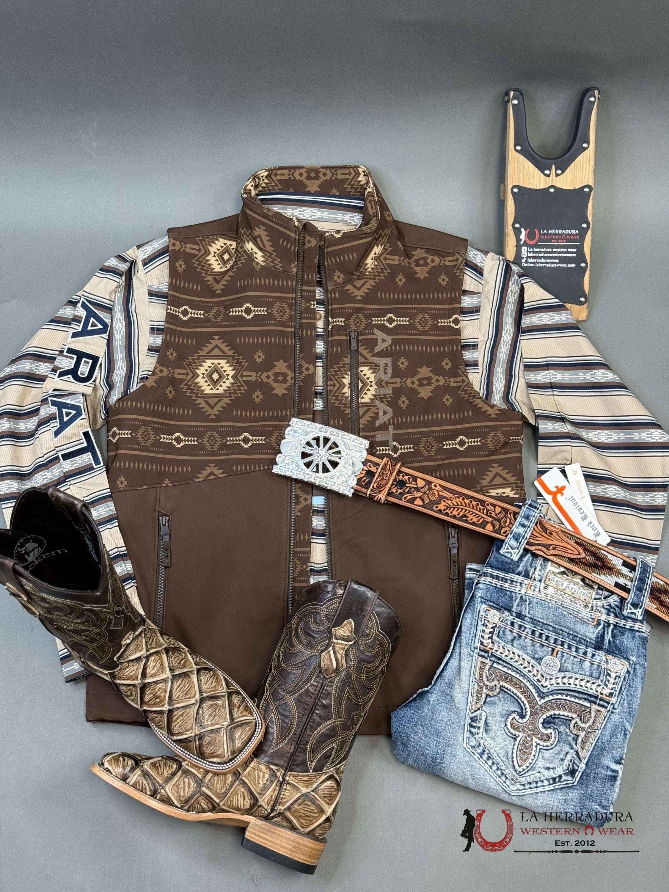 Ariat Logan Softshell Vest Banyan Bark Southwest - 5415 Ropa Hombres