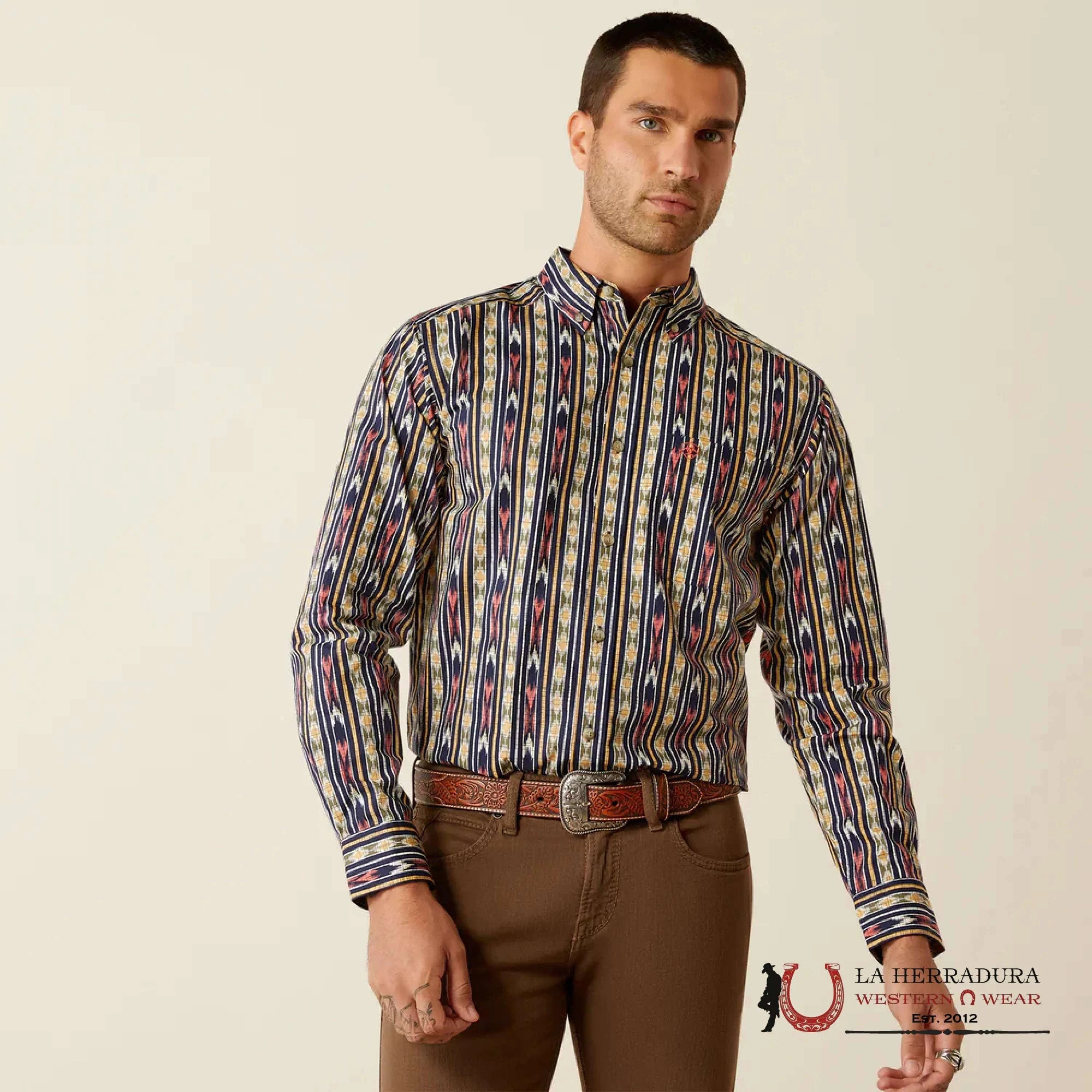 ARIAT LONG SLEEVE MENS SHIRT CHAZ FITTED NAVY - 4803 ROPA HOMBRES