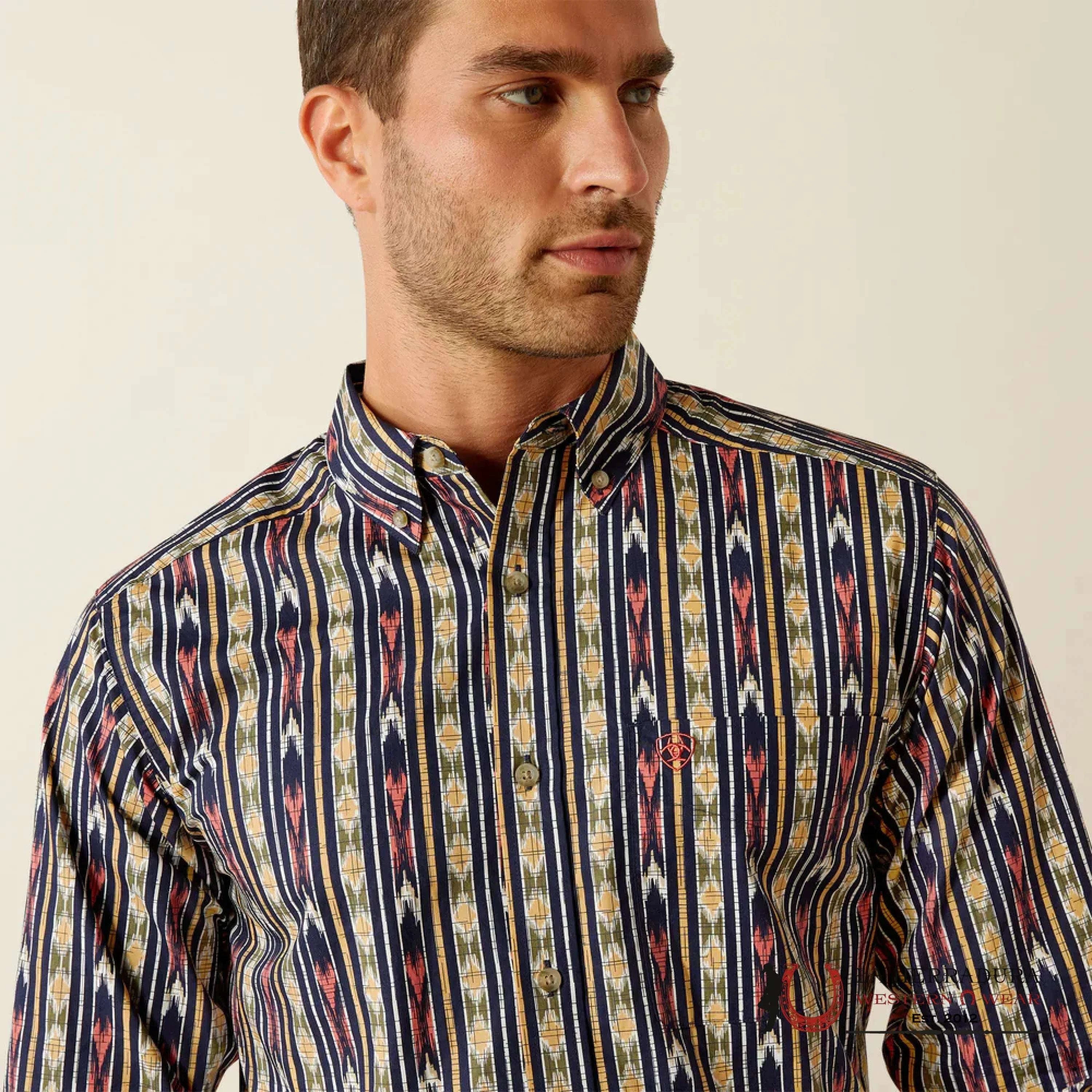 ARIAT LONG SLEEVE MENS SHIRT CHAZ FITTED NAVY - 4803 ROPA HOMBRES