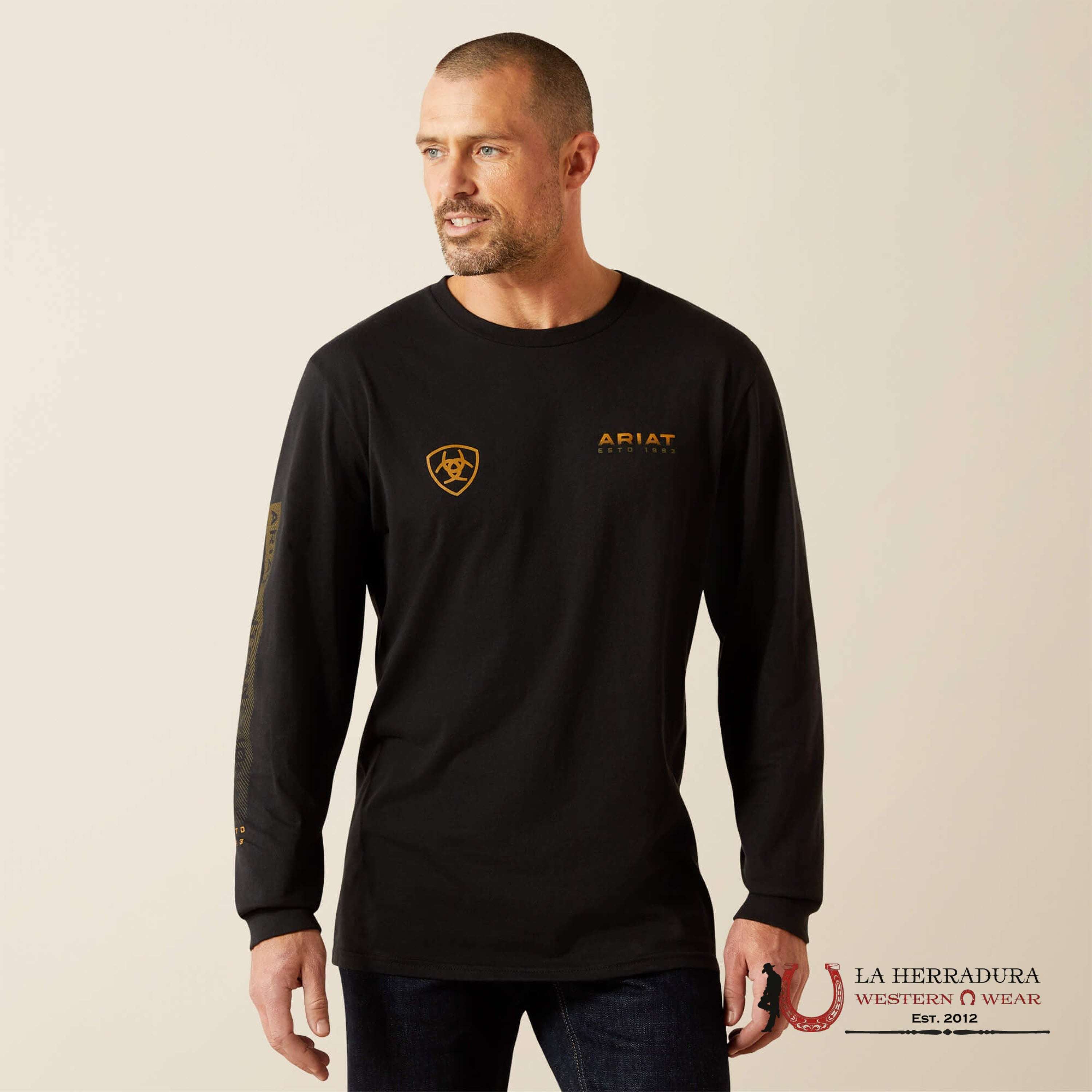 ARIAT MEN CLEAN STRIPE T SHIRT BLACK 10062415 ROPA HOMBRES