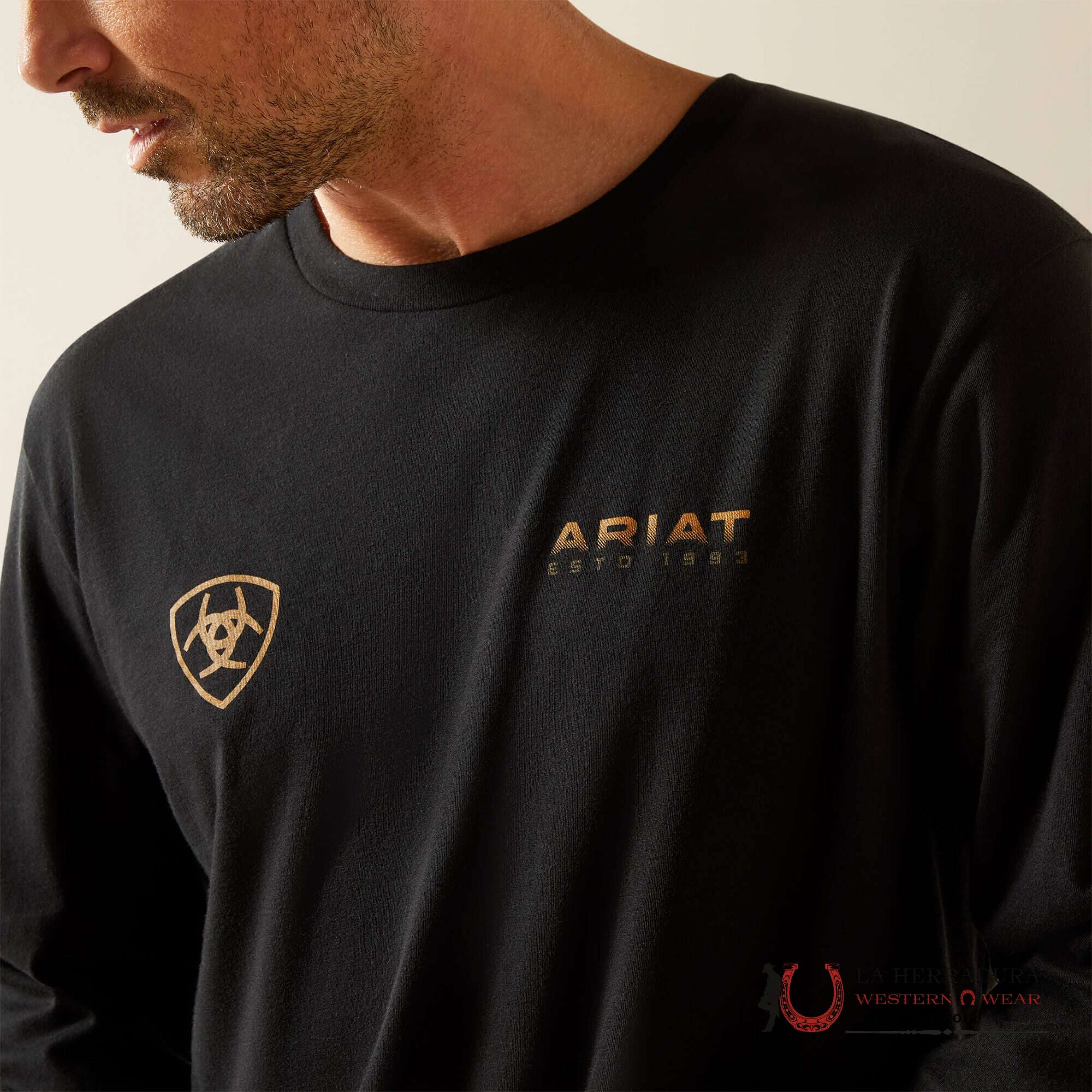 ARIAT MEN CLEAN STRIPE T SHIRT BLACK 10062415 ROPA HOMBRES
