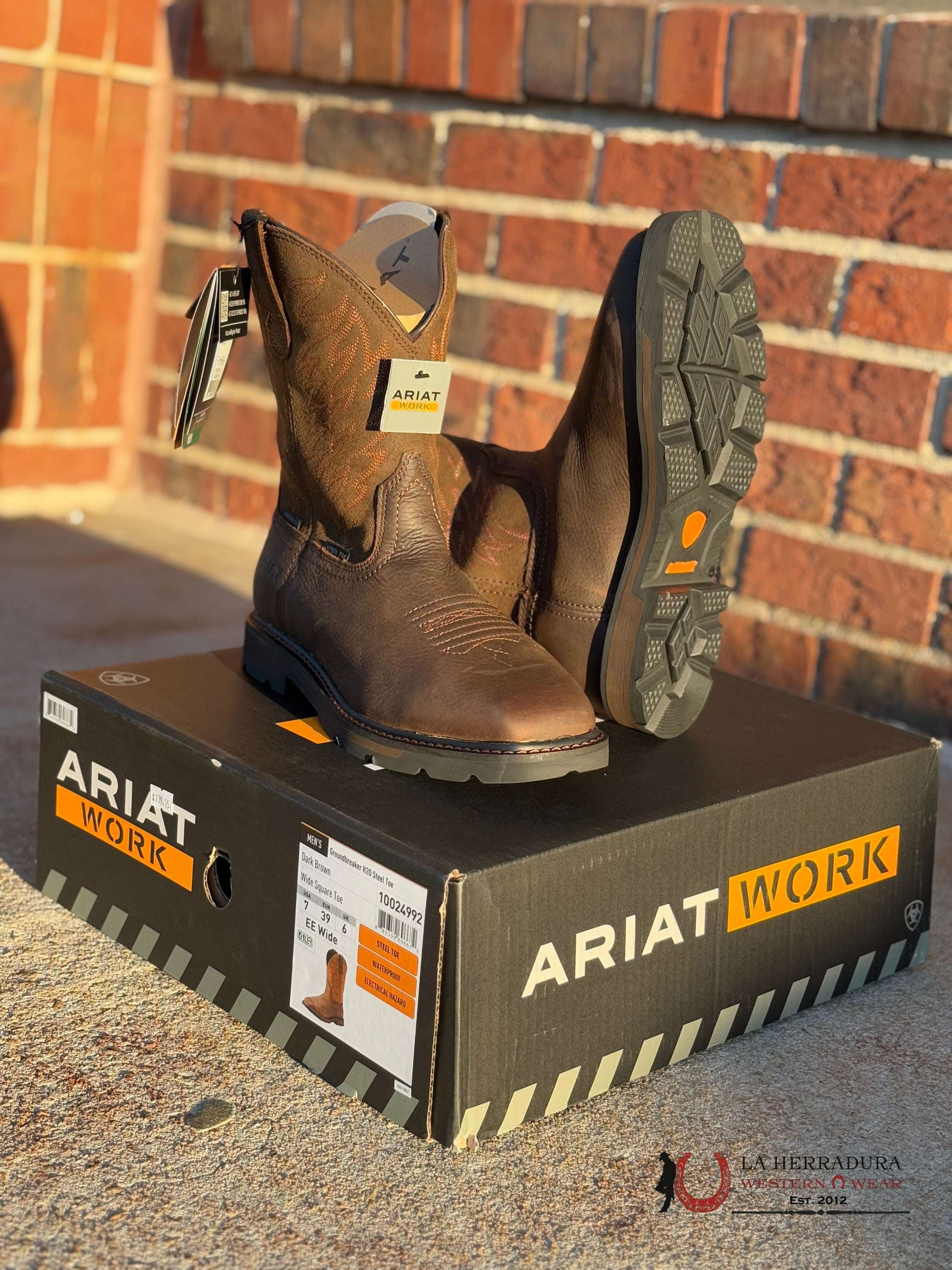 Ariat Men Dark Brown Steel Toe Wide Square