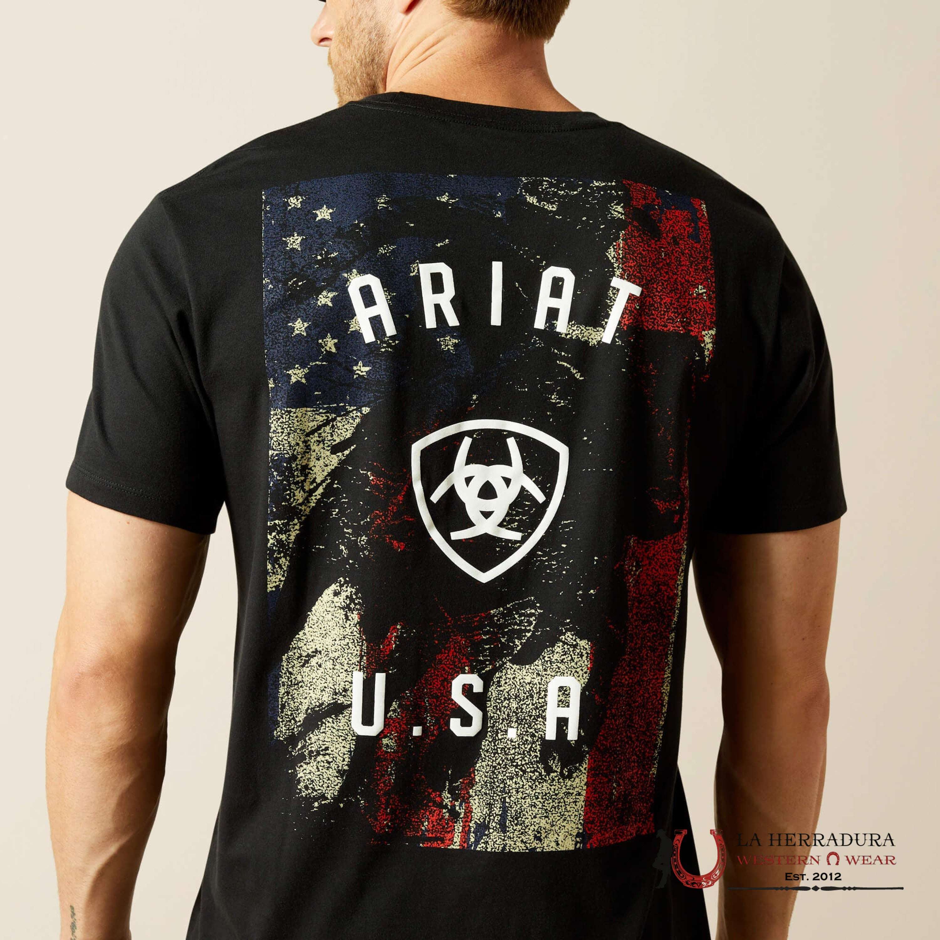 ARIAT MEN FADED BULL T SHIRT BLACK 10062429 ROPA HOMBRES