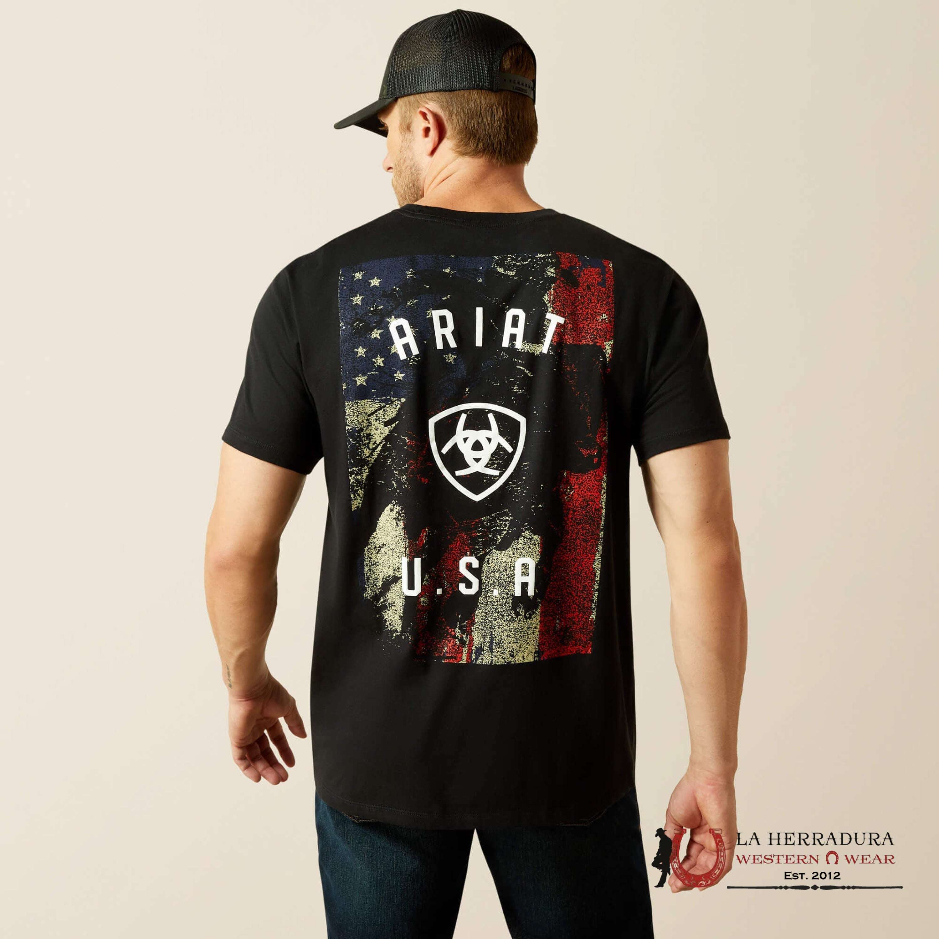 ARIAT MEN FADED BULL T SHIRT BLACK 10062429 ROPA HOMBRES
